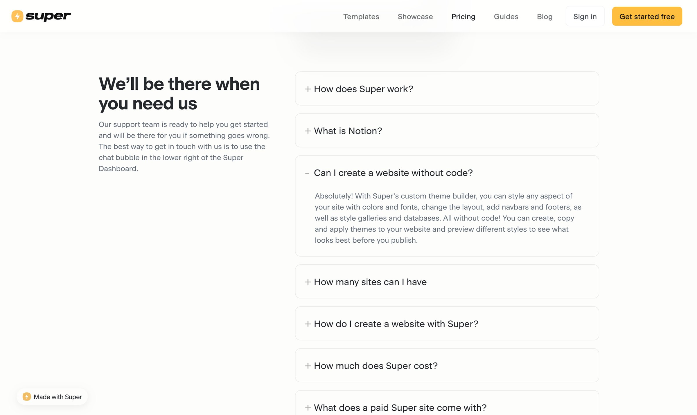 Super - Pricing screen
