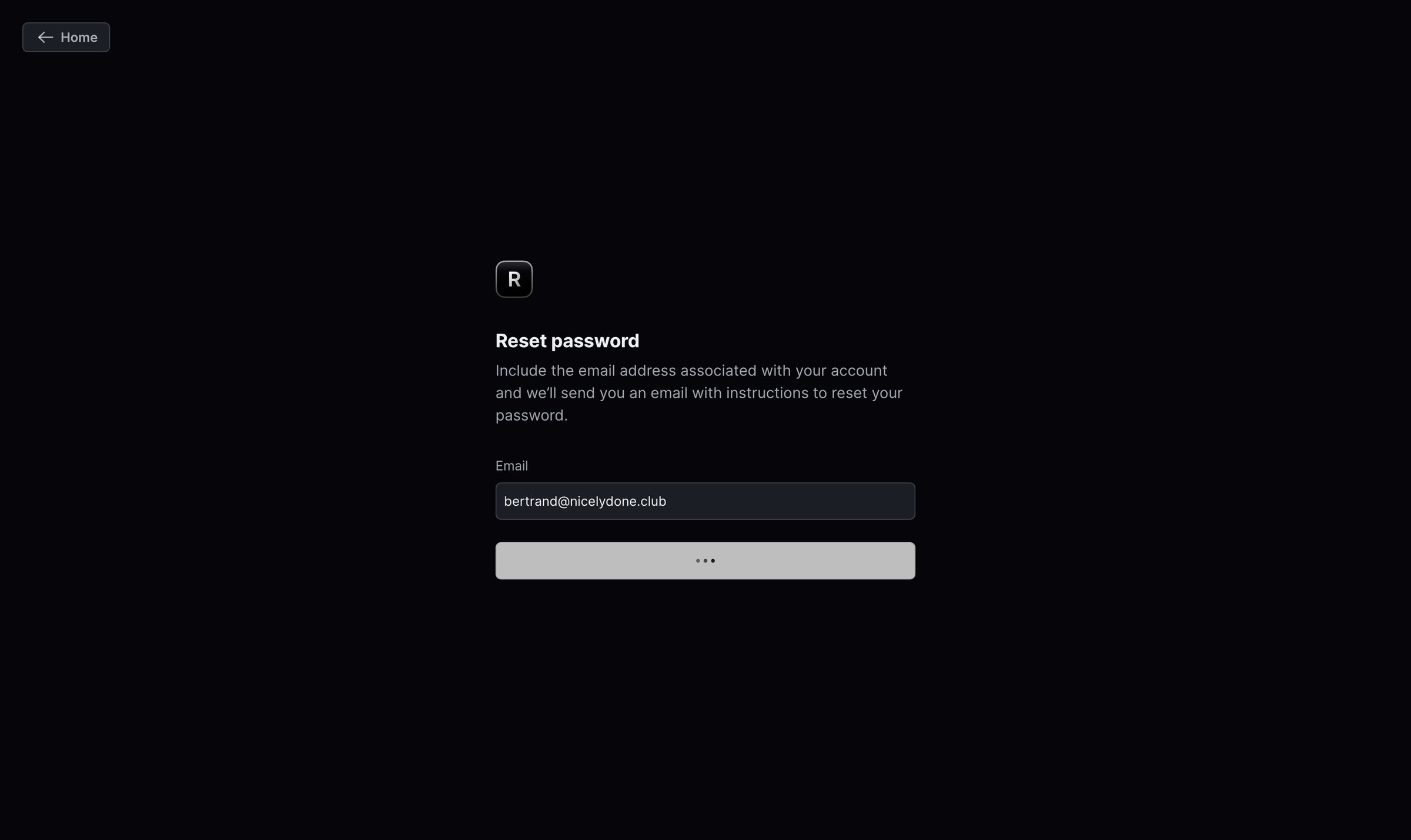 Resend - Reset password · Resend screen