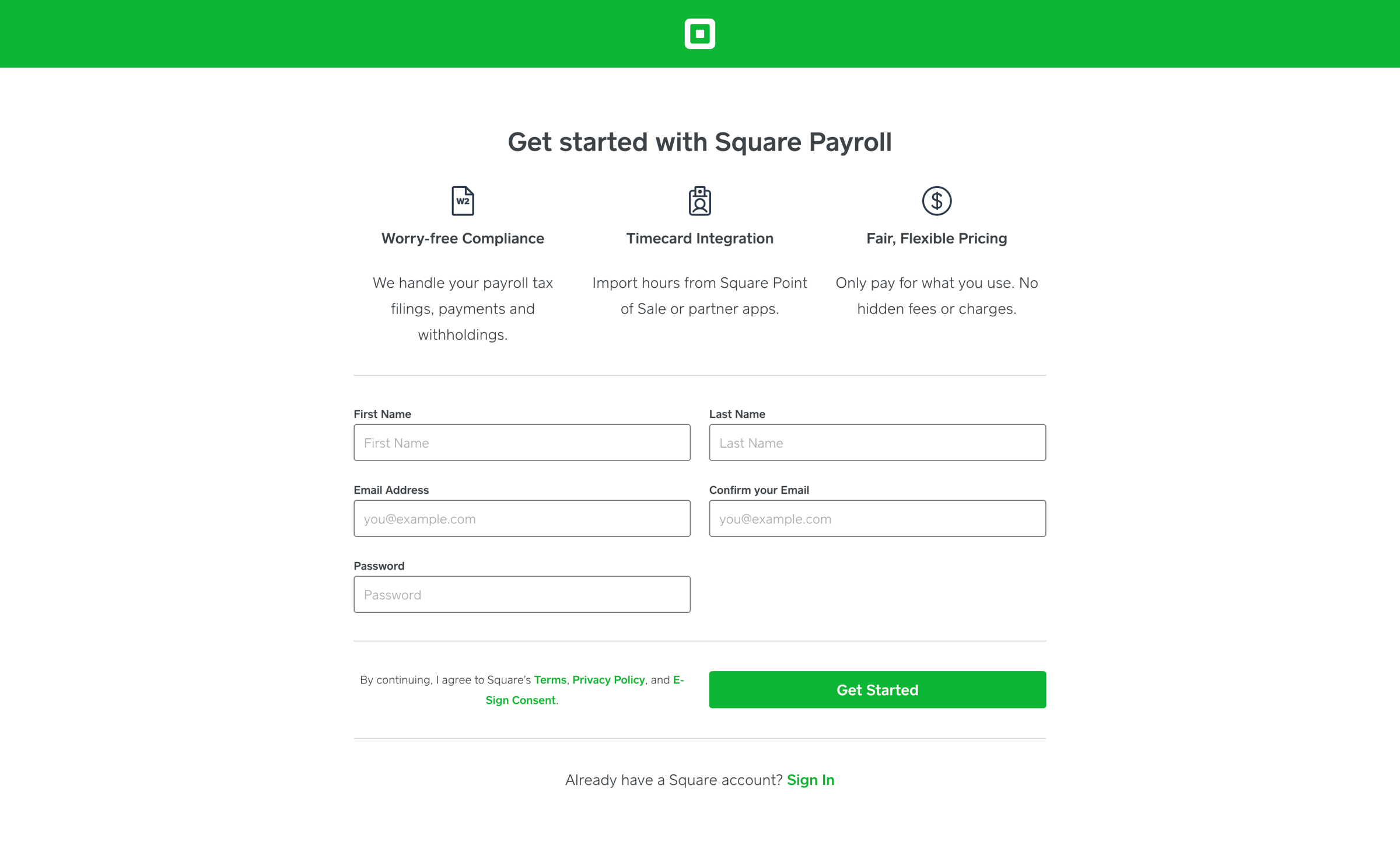 Square - Square Payroll screen