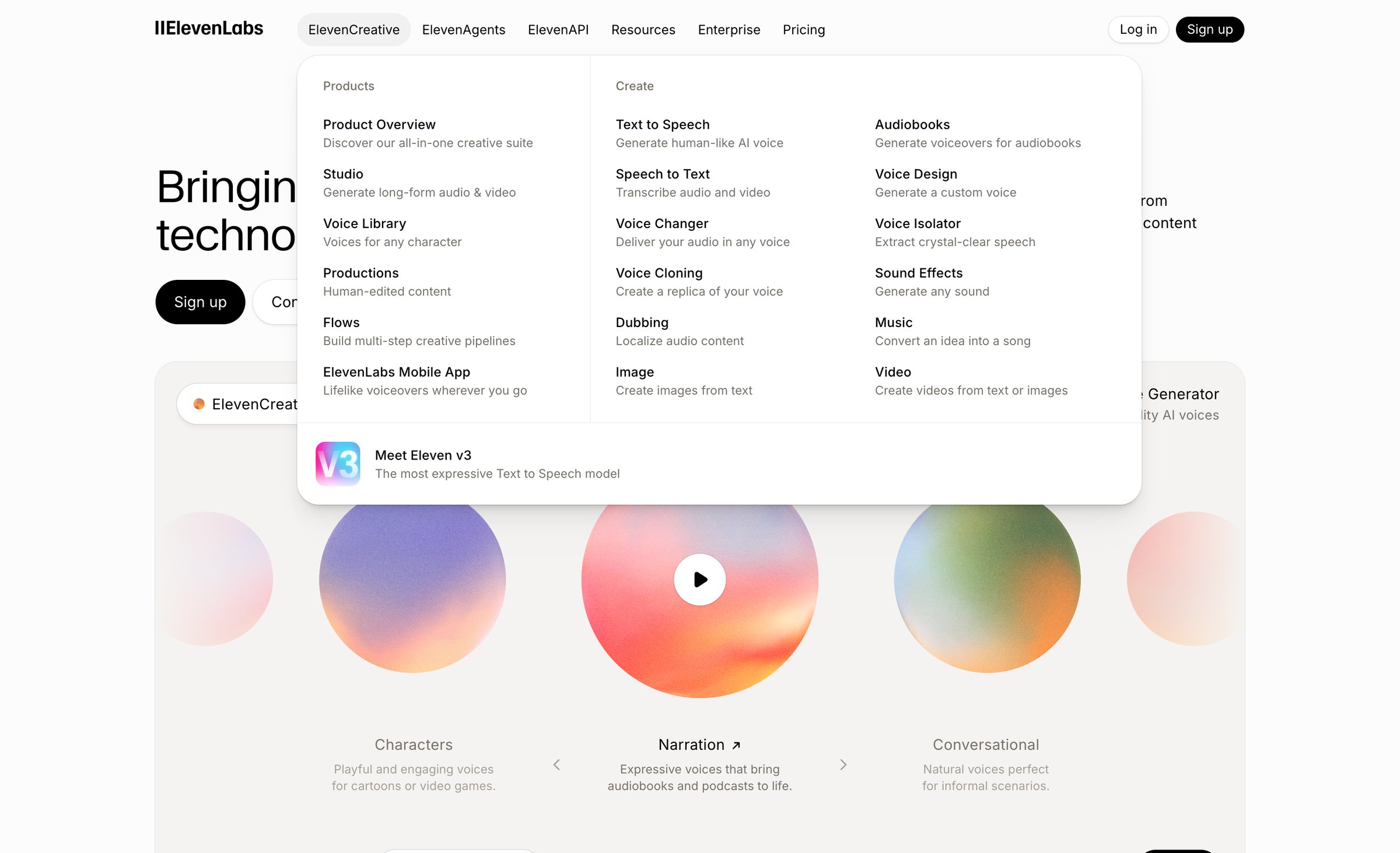 Elevenlabs - Free AI Voice Generator & Voice Agents Platform ElevenLabs screen