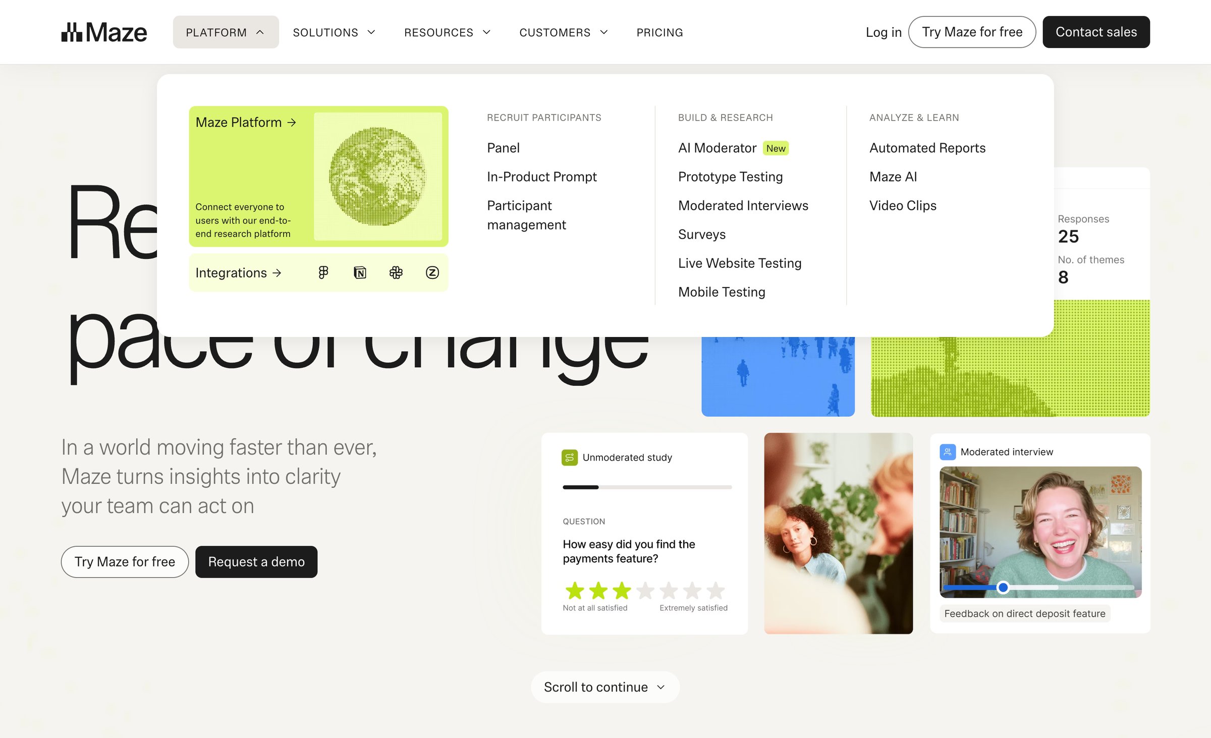 Maze - Maze User Research and Testing Platform screen