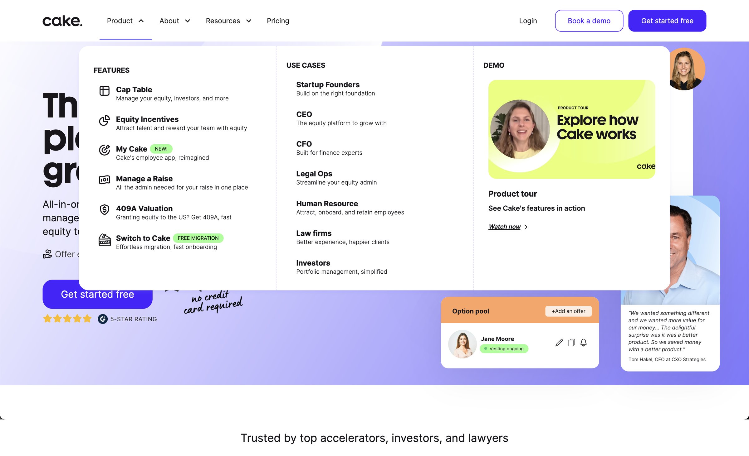Cake - Cake Equity Cap Table and Equity Management Software for Startups screen