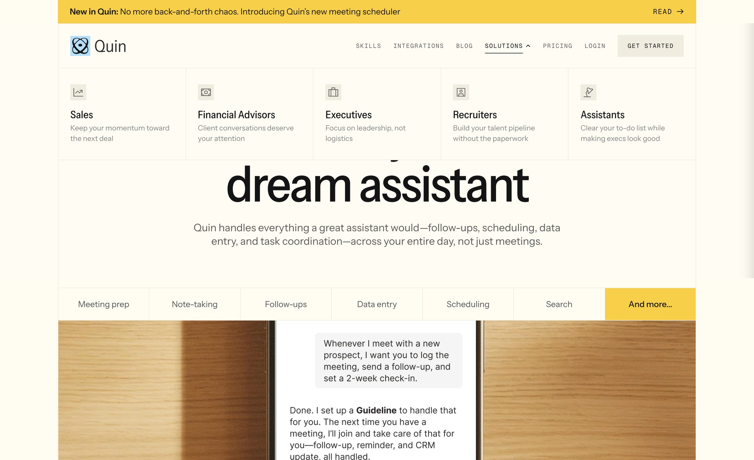Quin - Quin — Meet your dream assistant screen