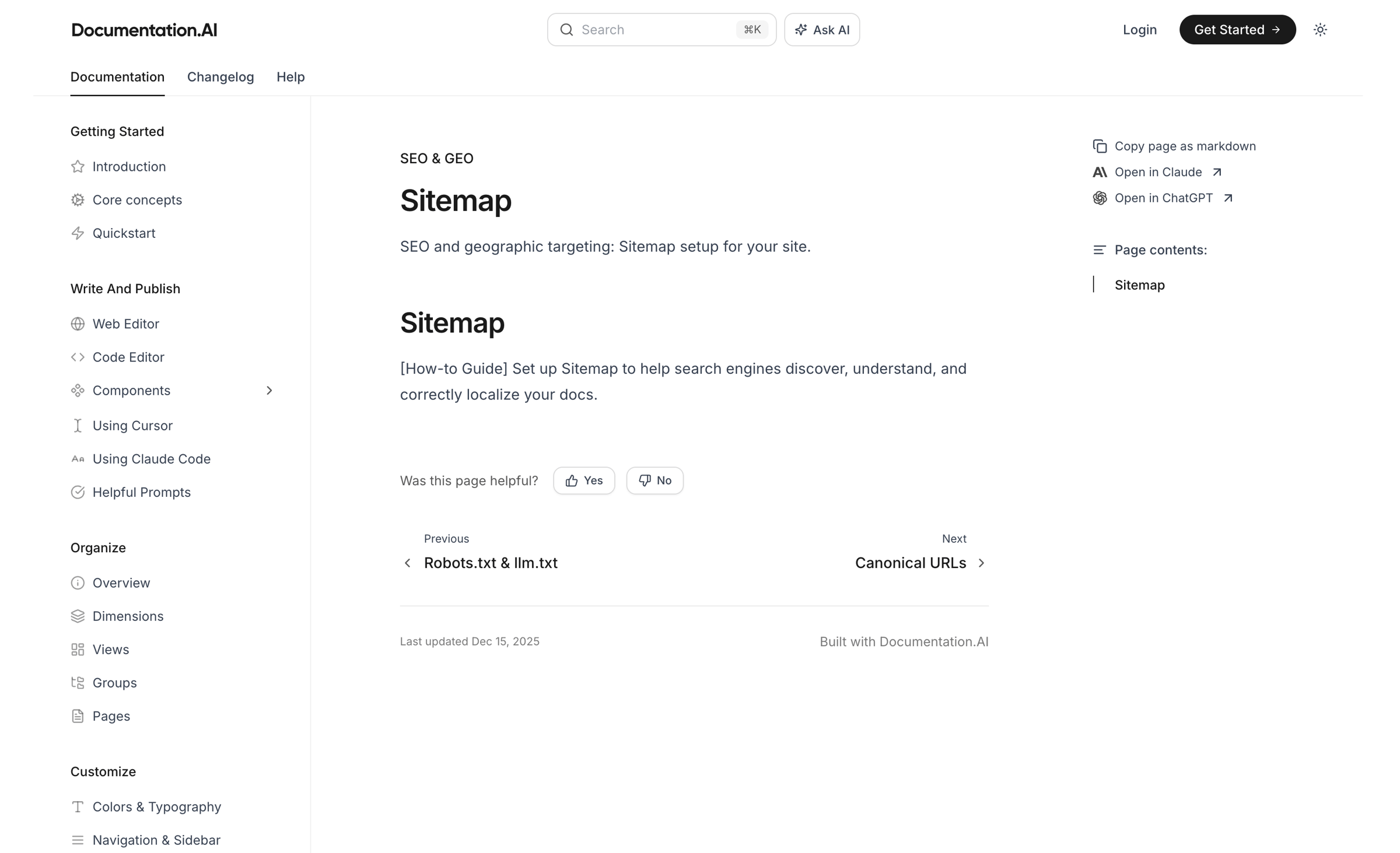 Documentation.AI - Sitemap - Documentation.AI screen