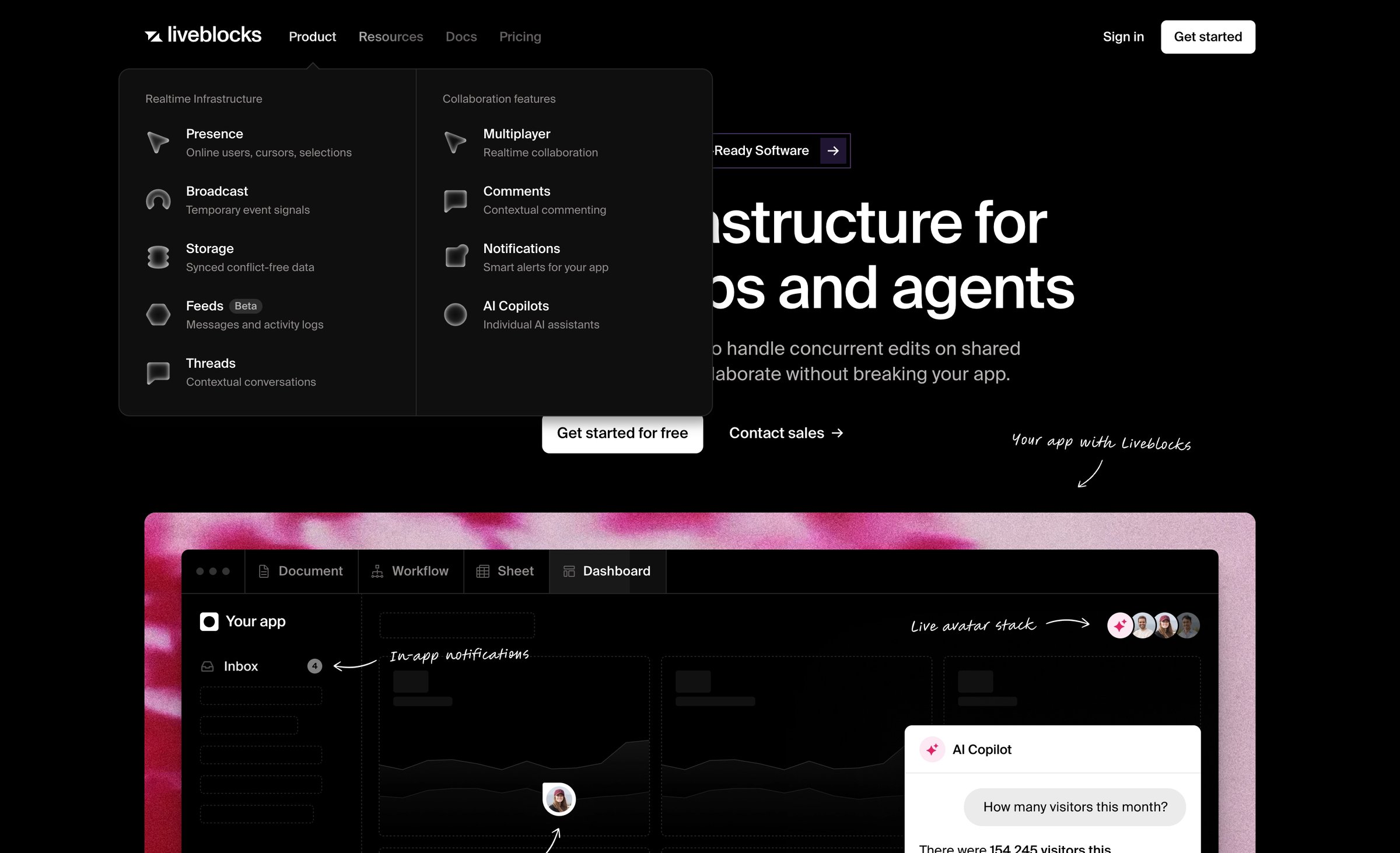 Liveblocks - Liveblocks Realtime infrastructure for multiplayer apps and agents screen