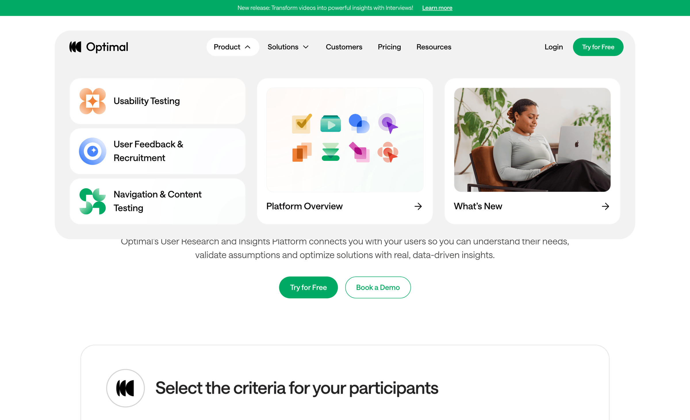 Optimal - UX Research & Design Testing Platform Optimal Workshop screen
