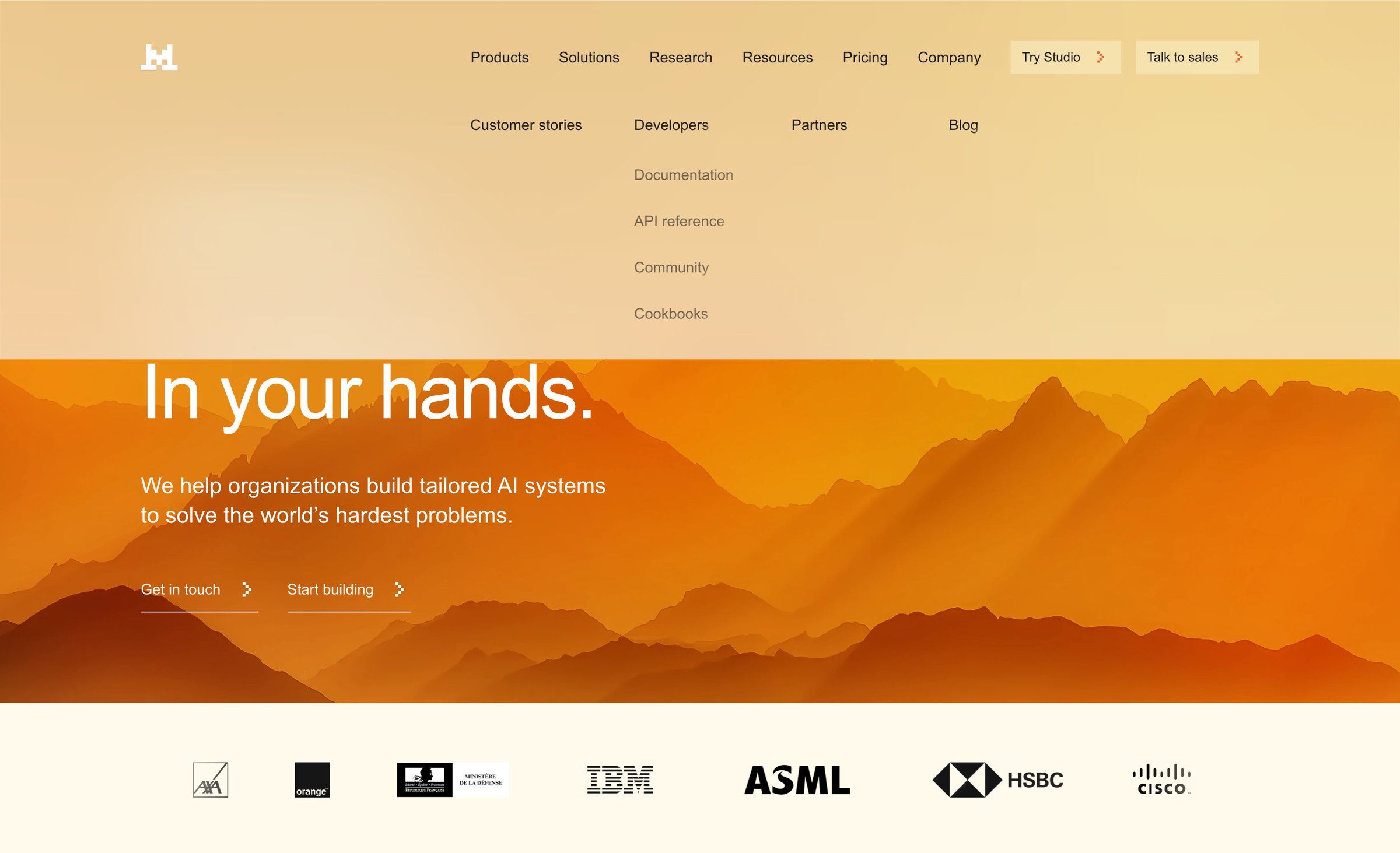Mistral - Frontier AI LLMs, assistants, agents, services Mistral AI screen