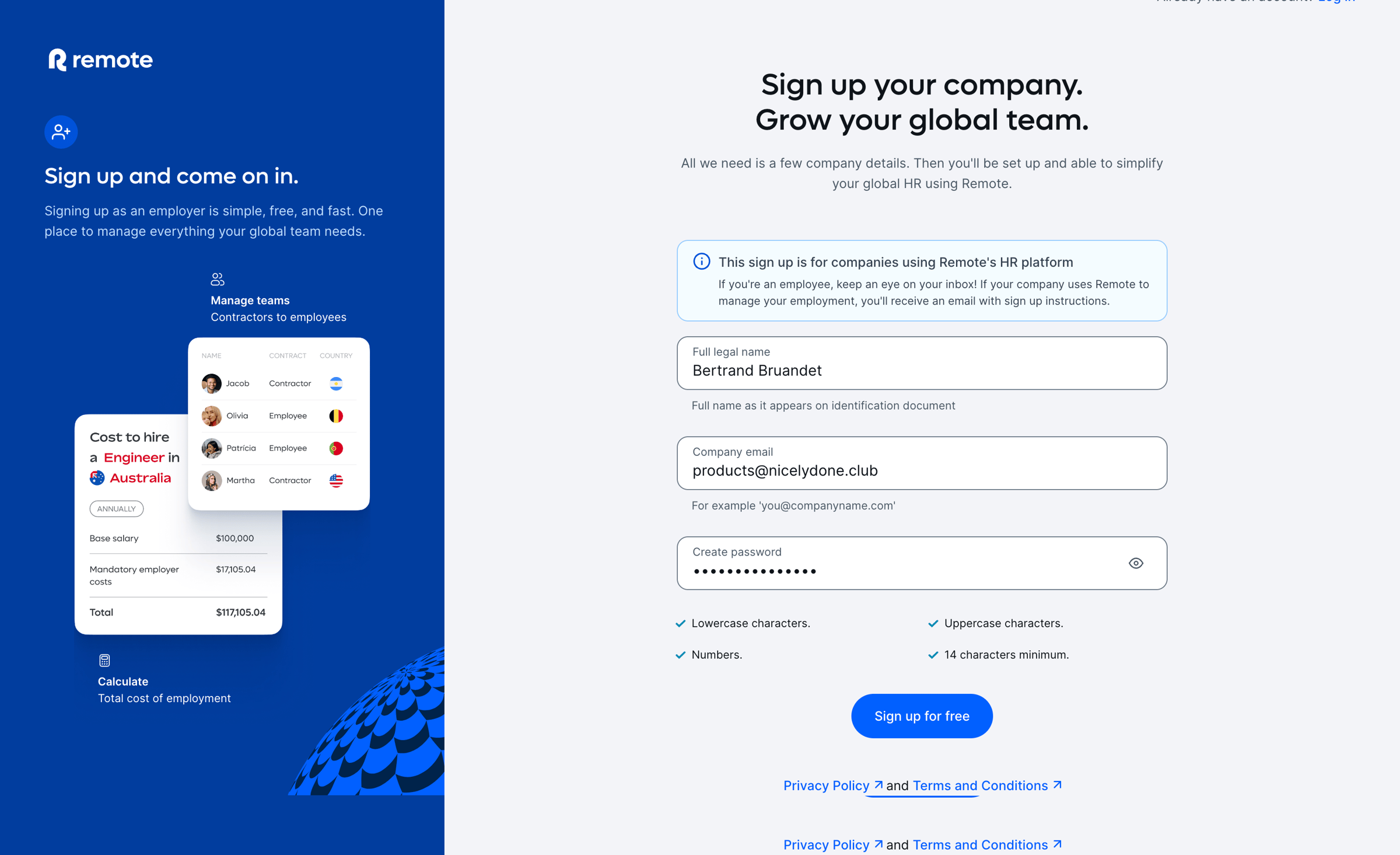 Sign up your company. Grow your global team. | Remote from Remote