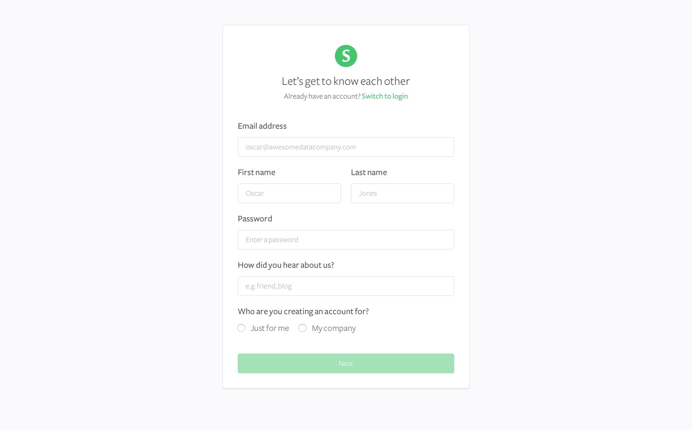 Segment - Sign up screen