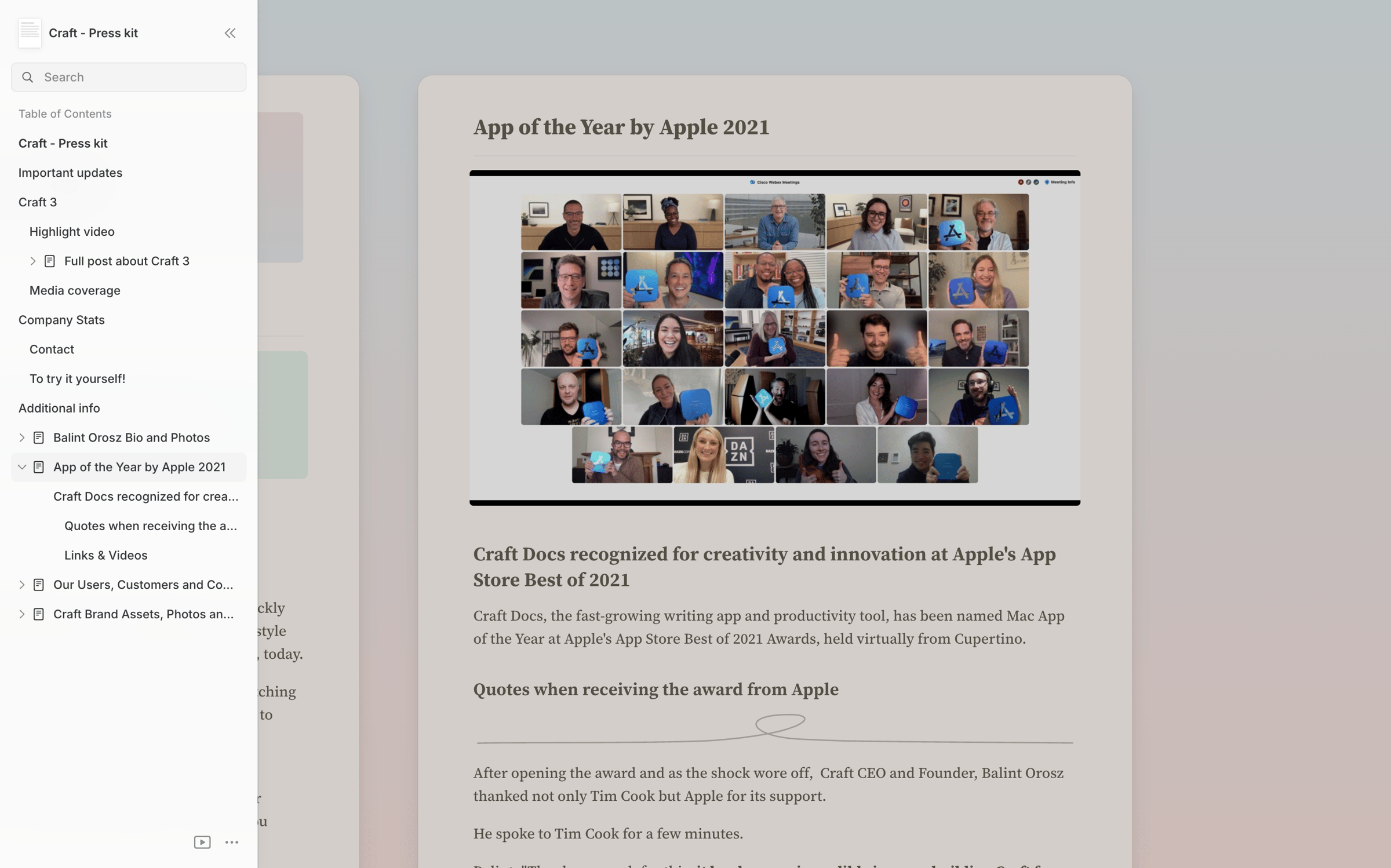 Craft - Craft - Press kit screen