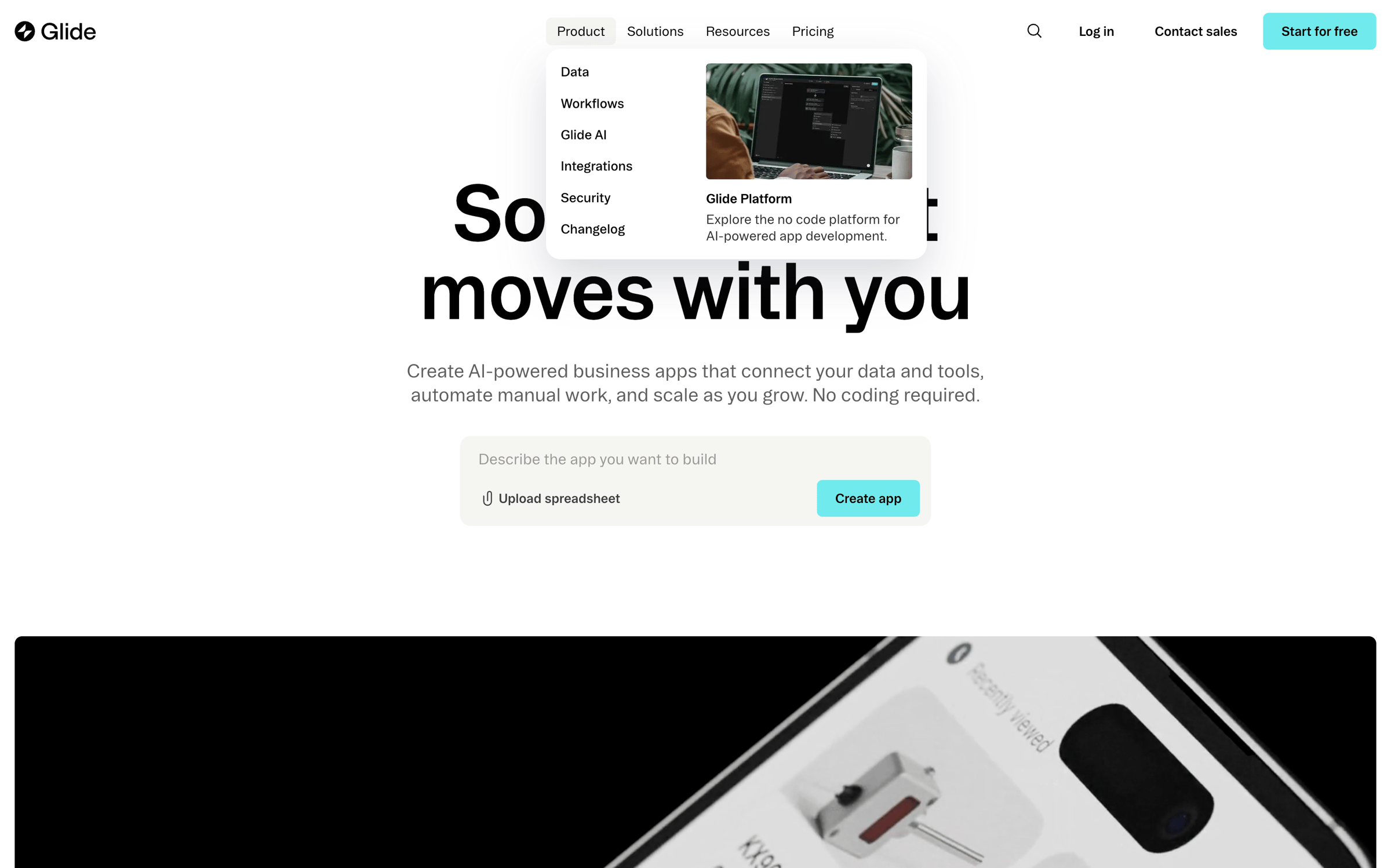 Glide - No Code App Builder Create Custom, AI-Powered Apps Glide screen