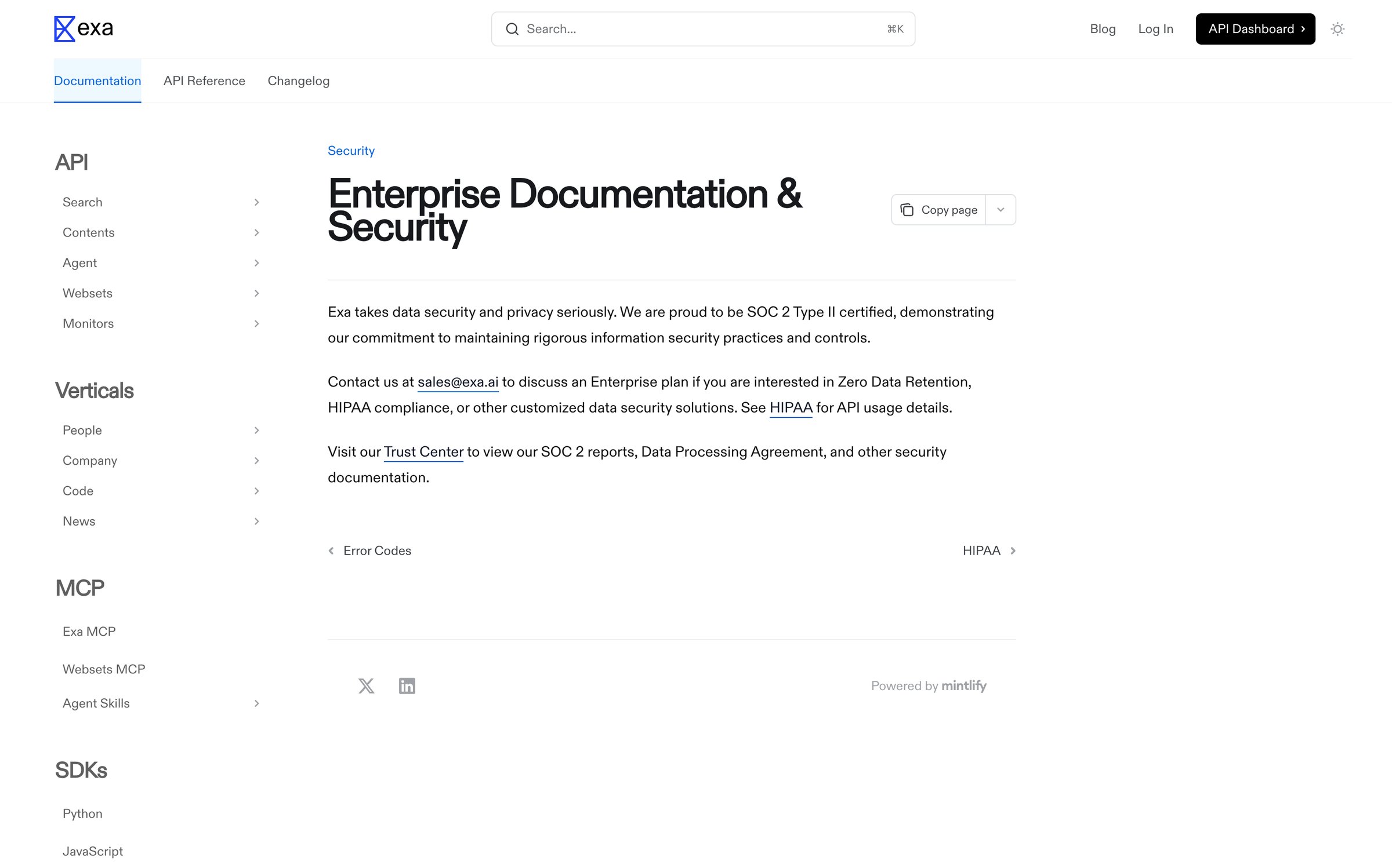 Exa - Enterprise Documentation & Security - Exa screen
