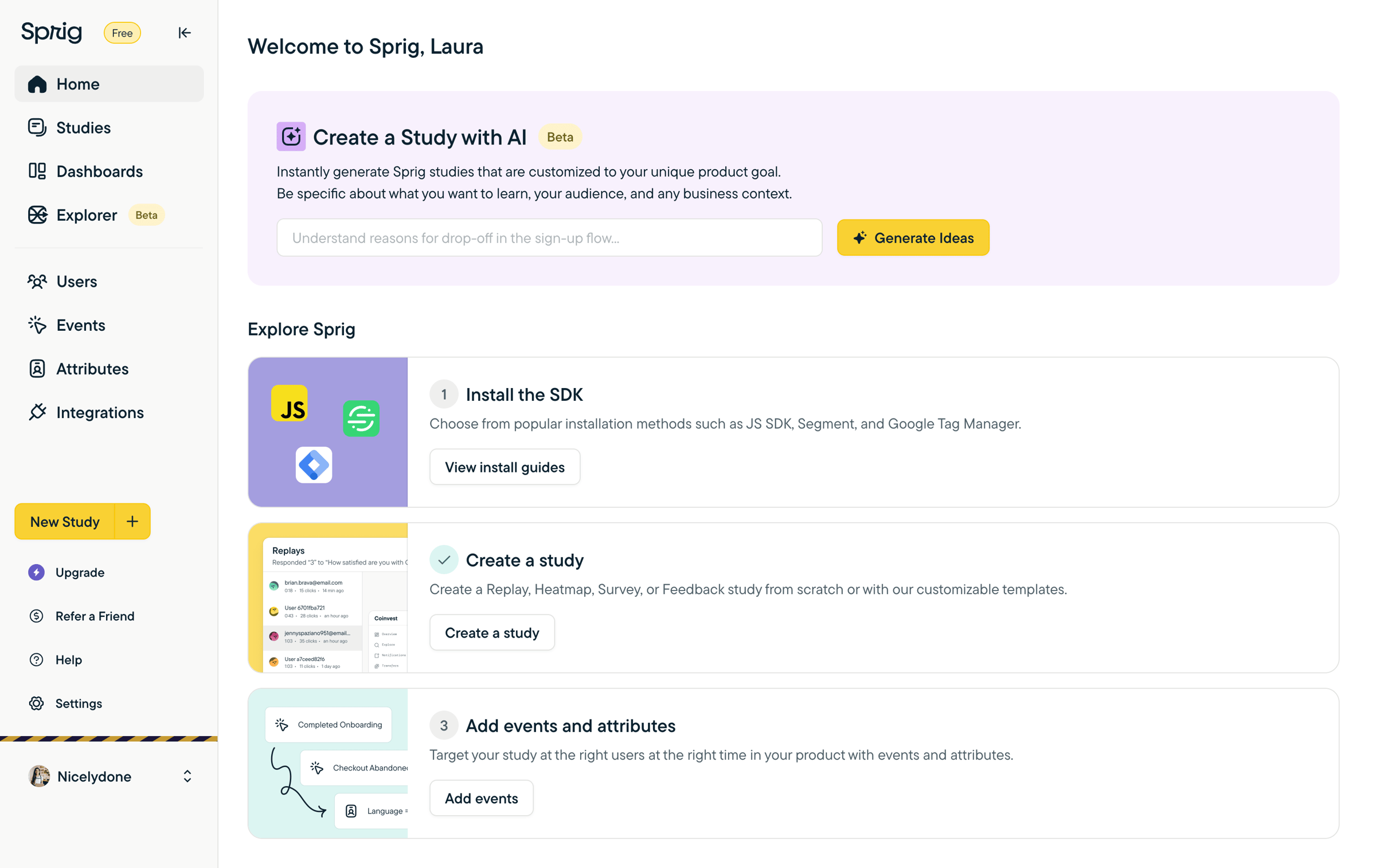 Sprig - Sprig | User Insights Platform for Teams Building Better Product E screen