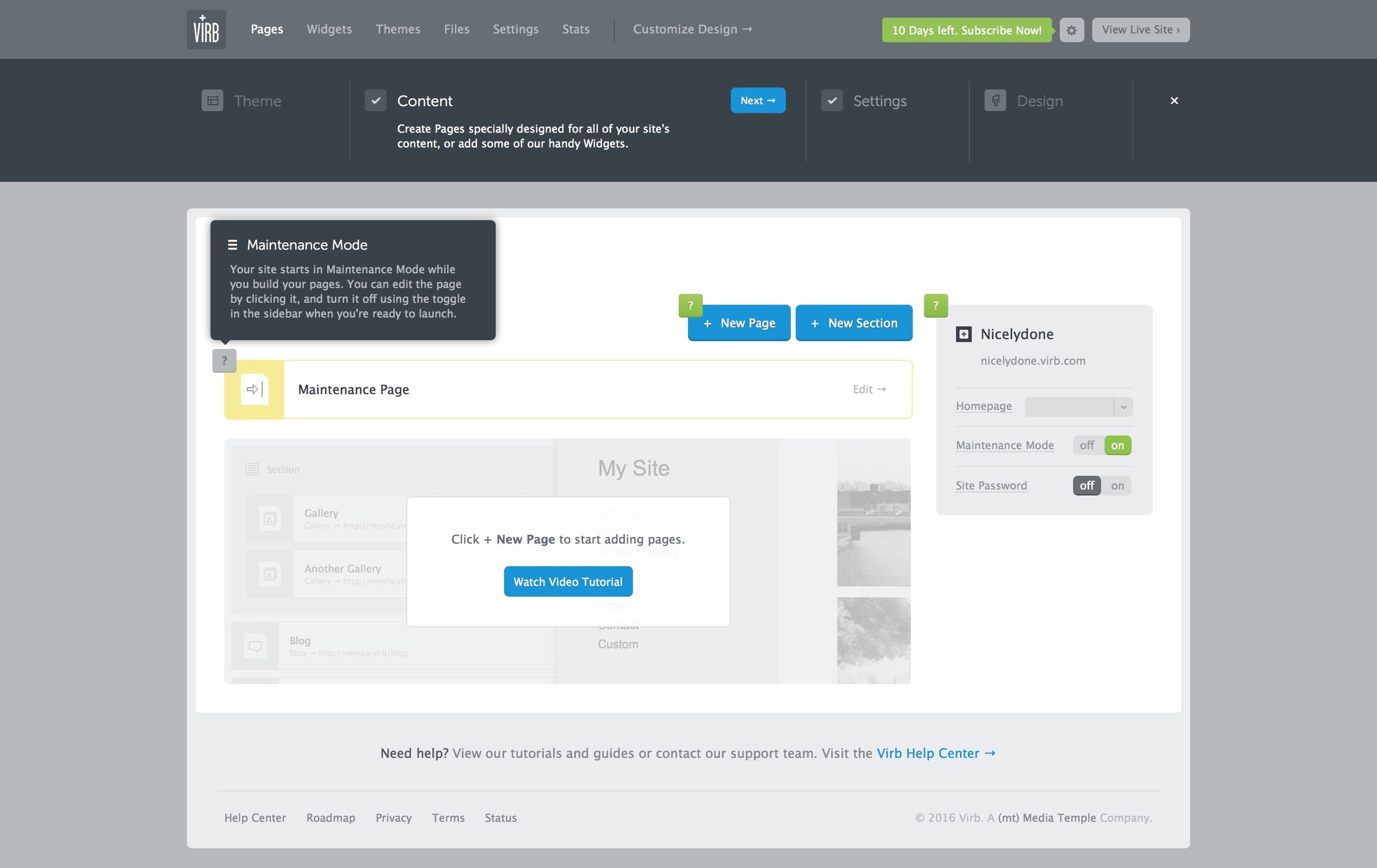 Virb - Tooltip screen