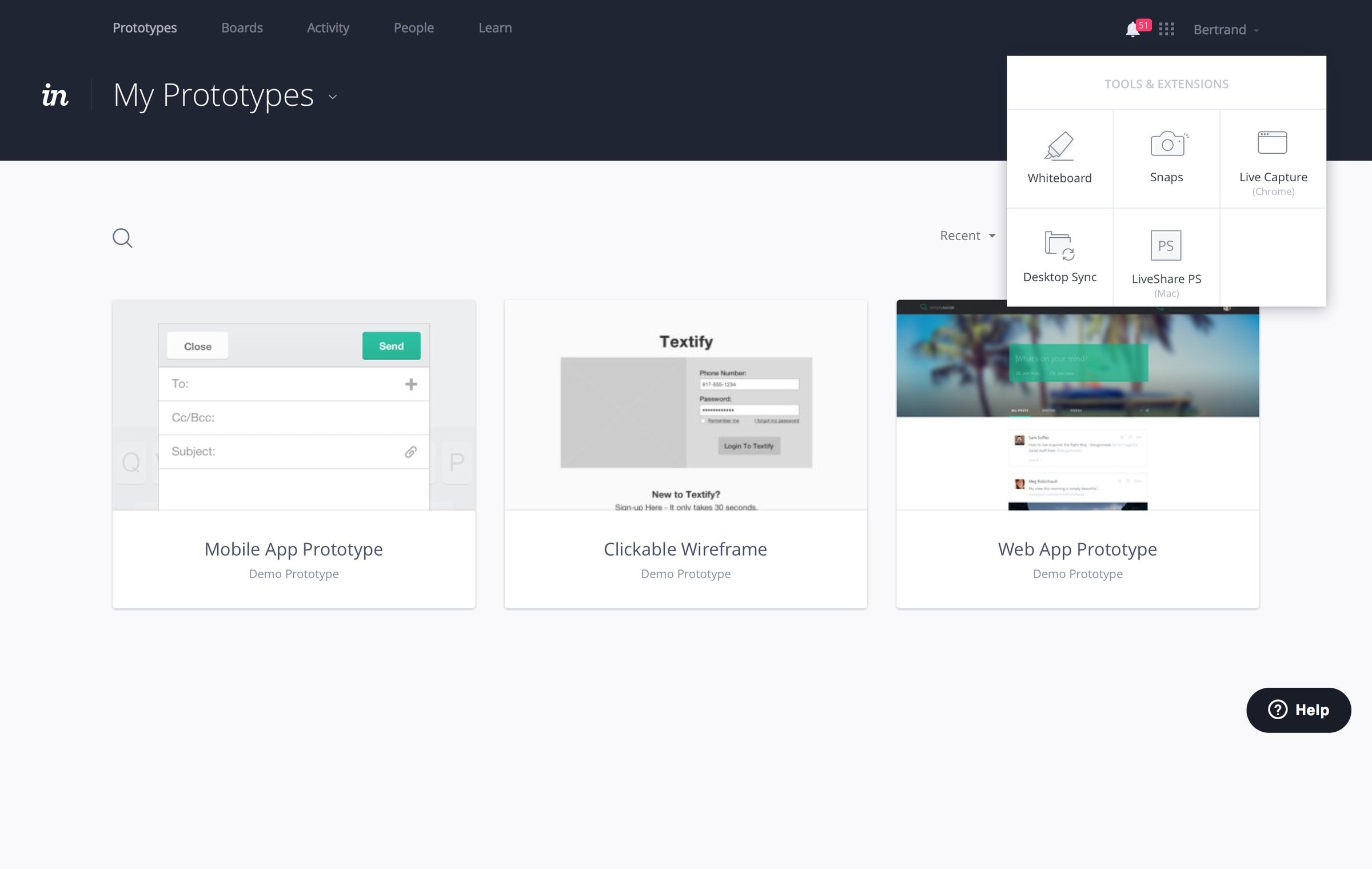 Invision - Dropdown screen
