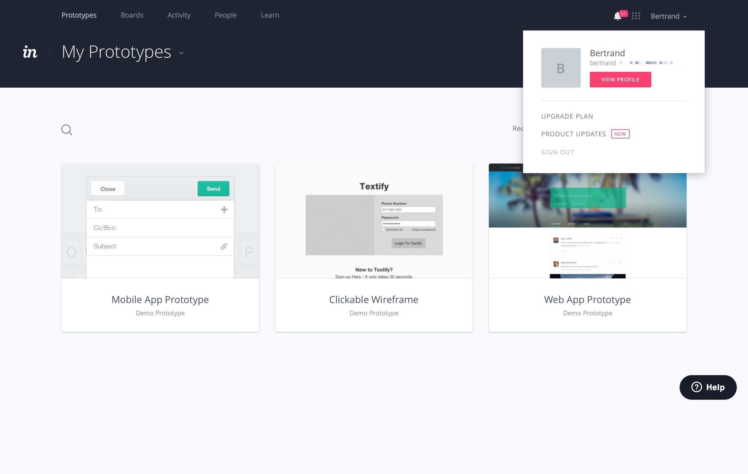 Invision - Dropdown screen