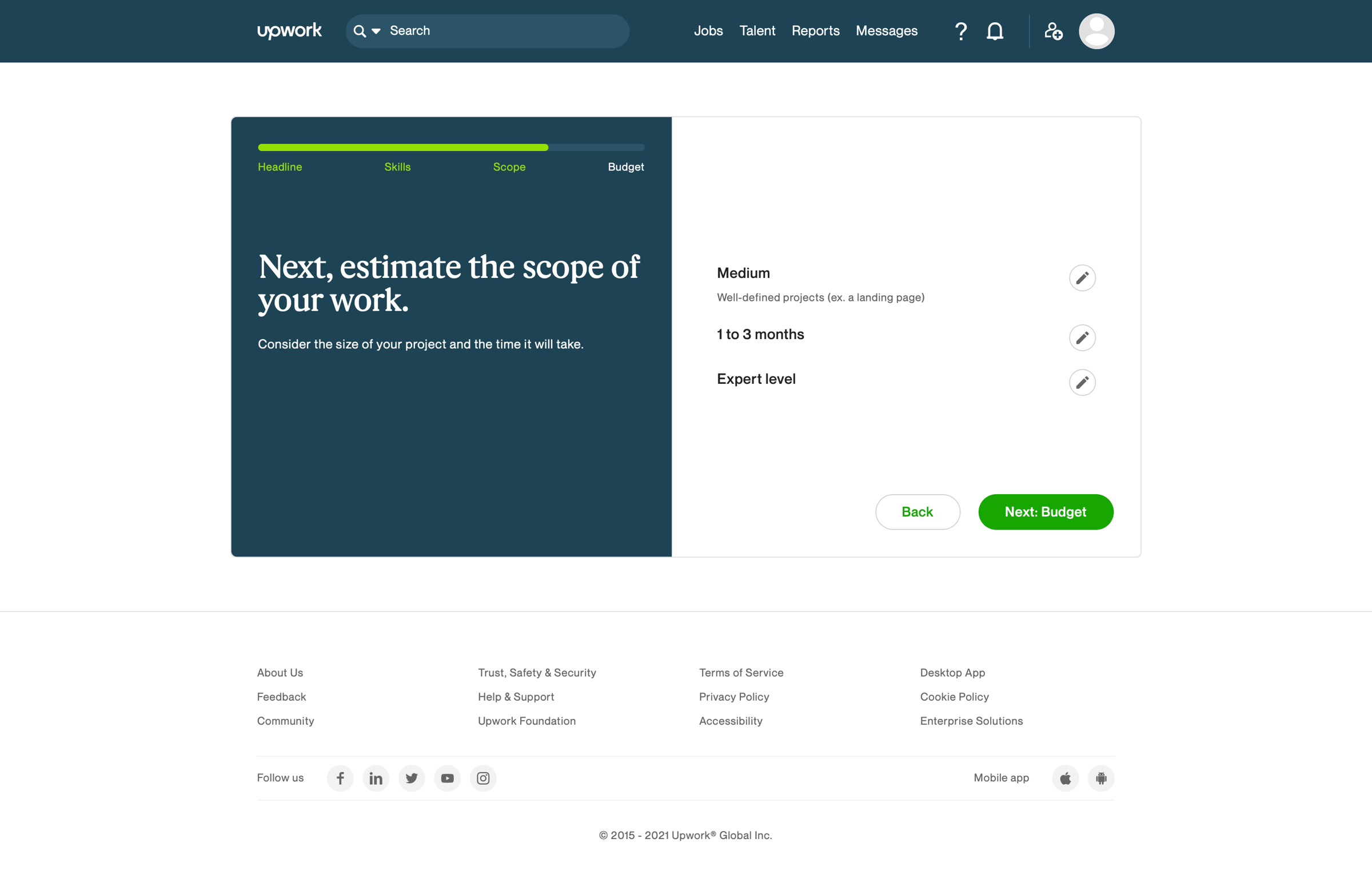 Upwork - Job details - Upwork screen