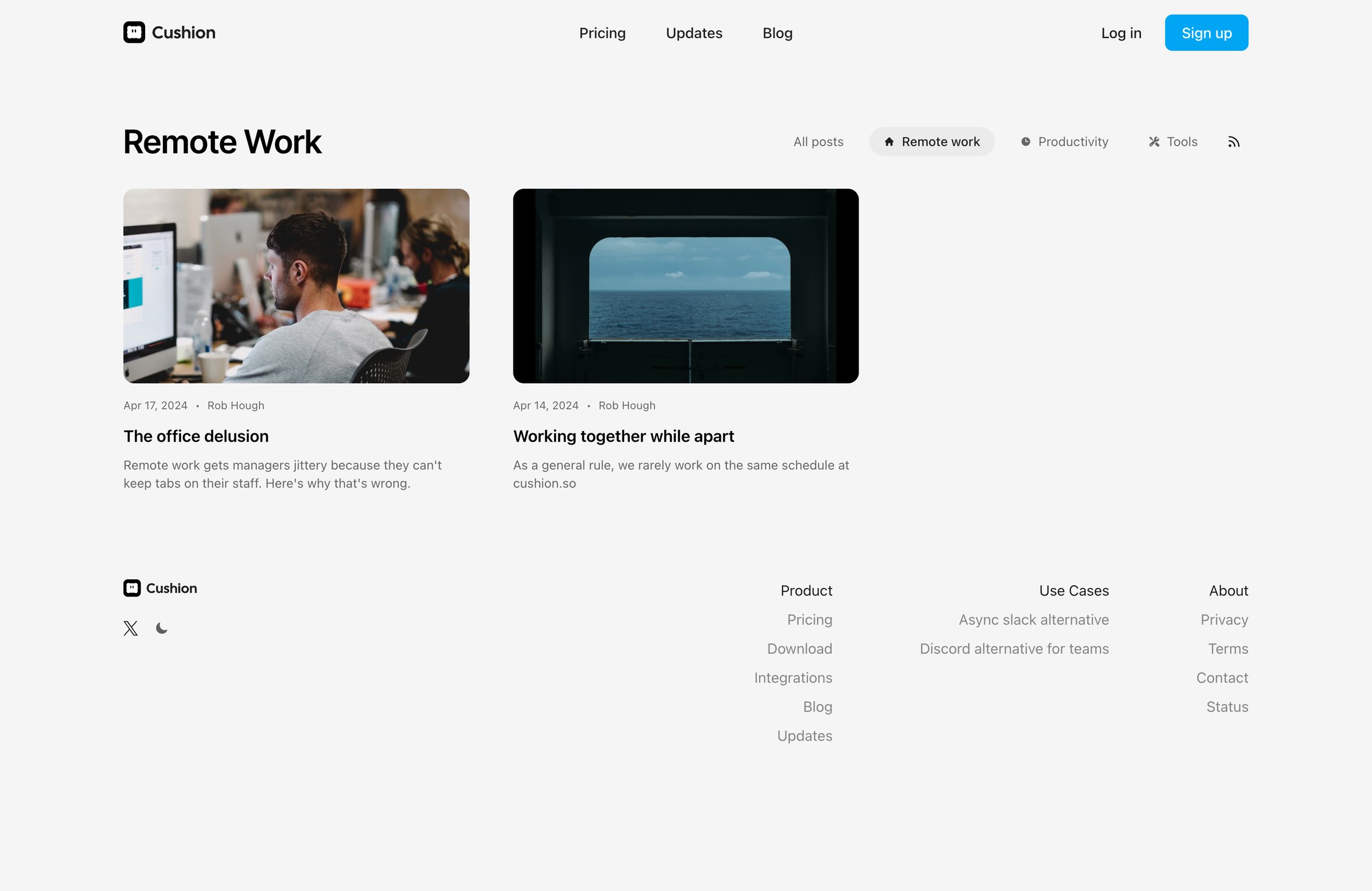 Cushion - Remote Work Blog Cushion screen