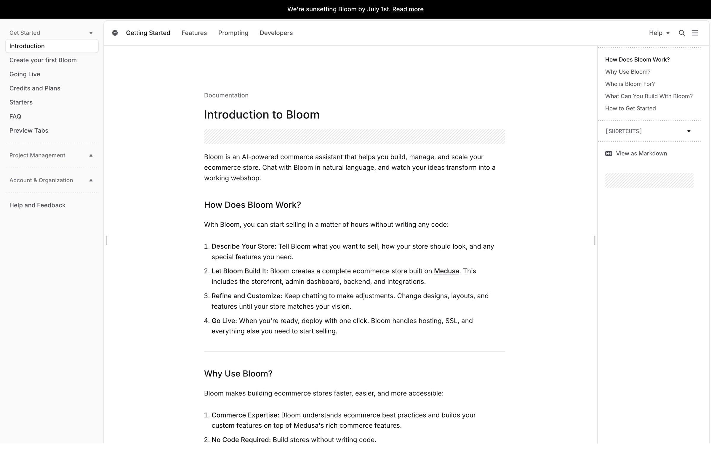 Bloom - Introduction to Bloom screen