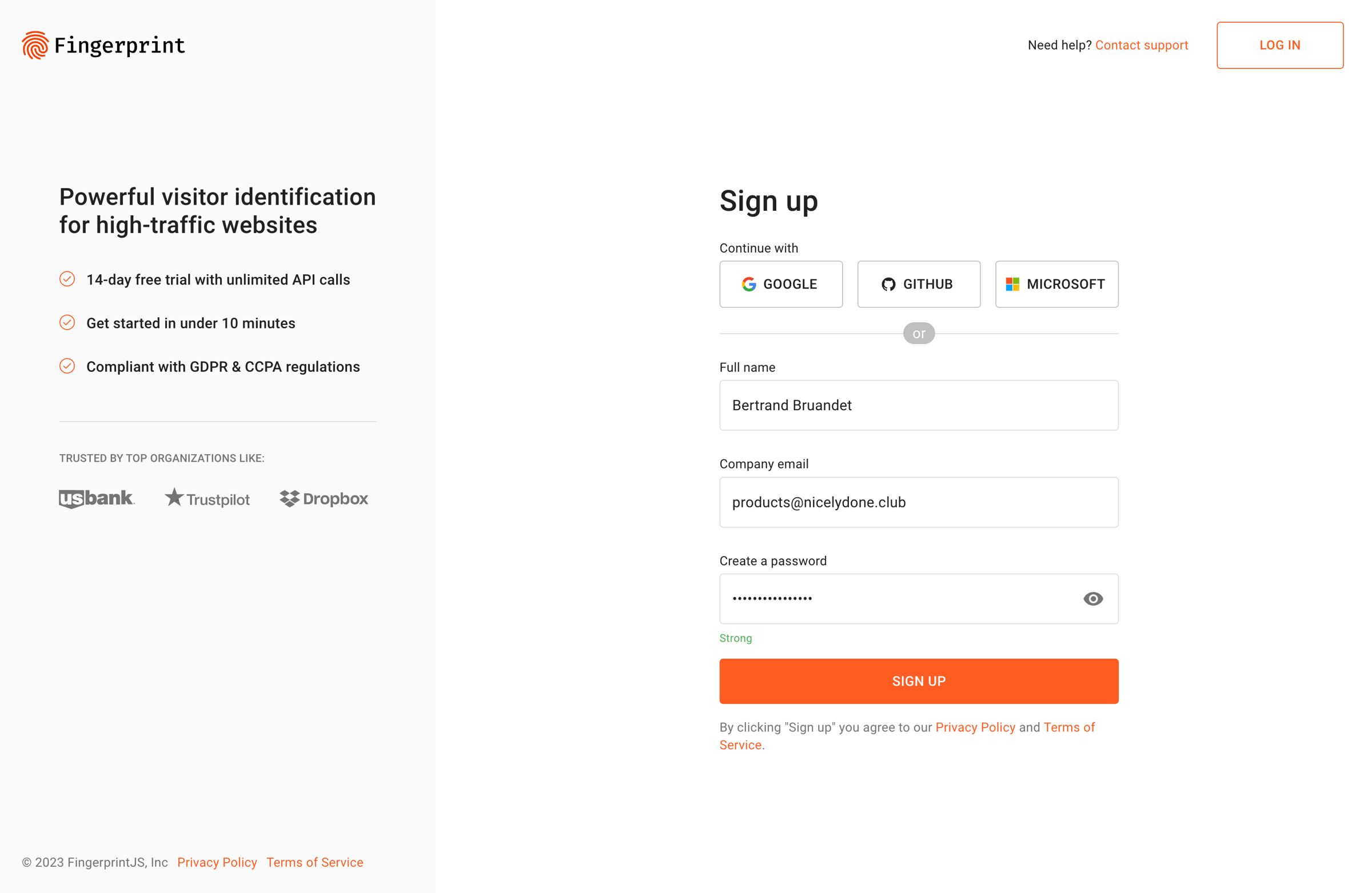 Fingerprint - Sign Up | Fingerprint screen