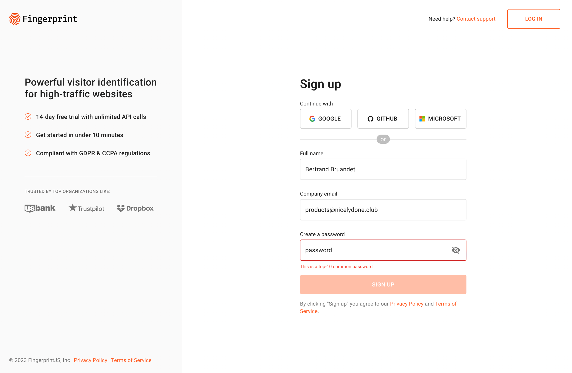 Fingerprint - Sign Up | Fingerprint screen