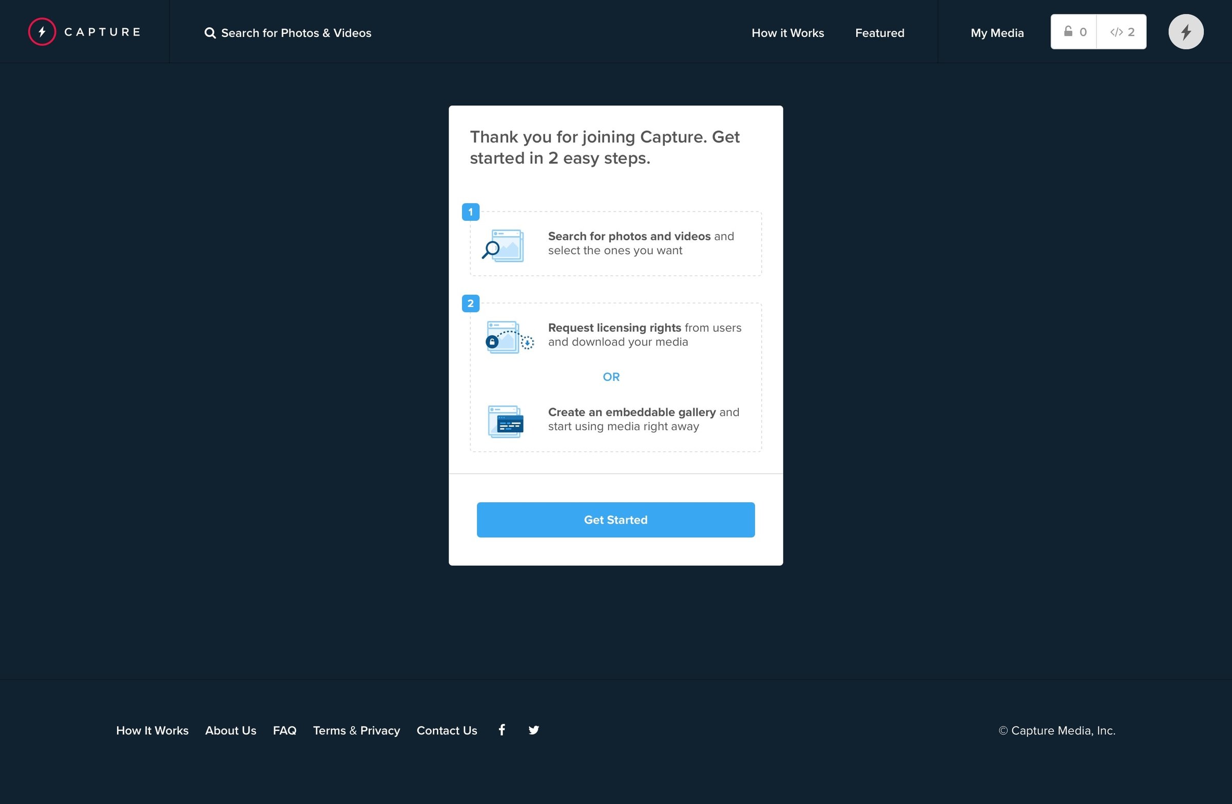 Capture - Onboarding screen