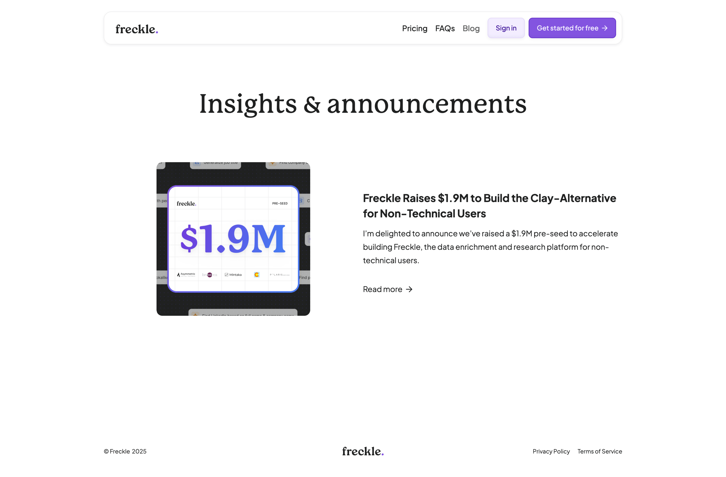 Freckle - Freckle – Blog screen