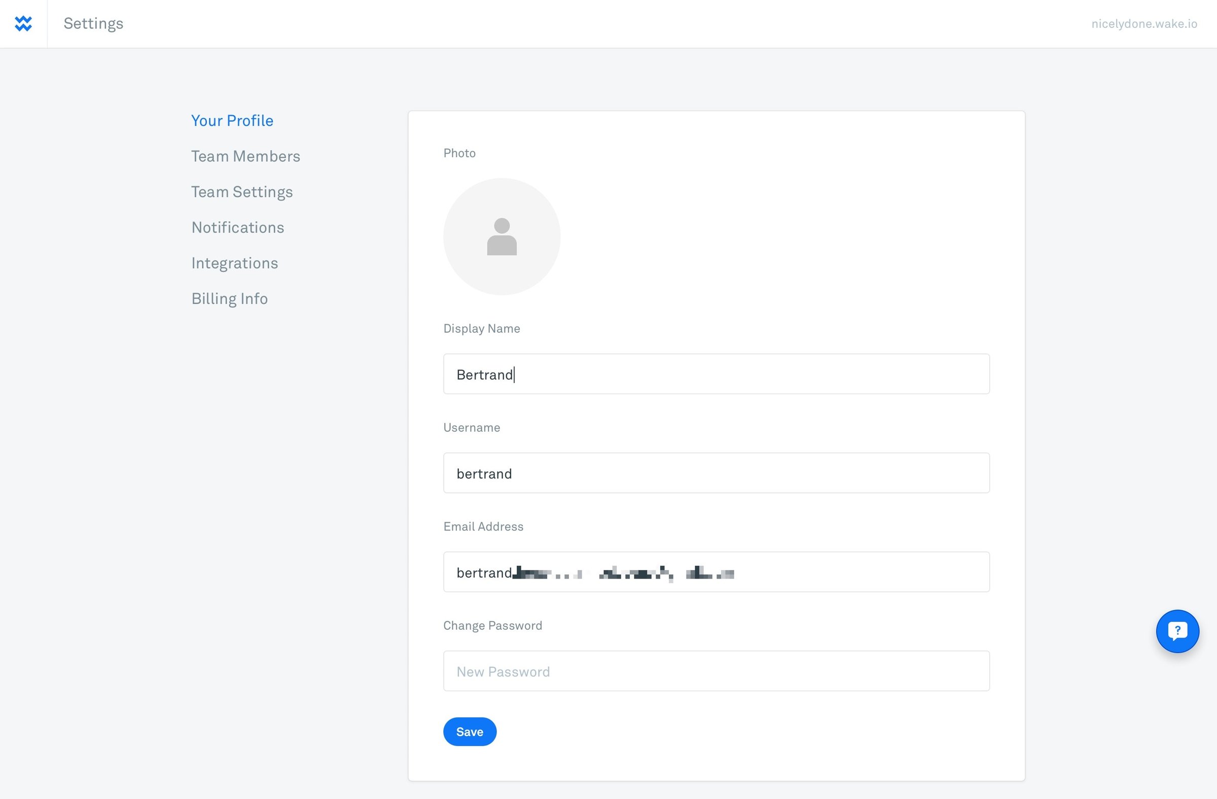 Wake - Settings screen