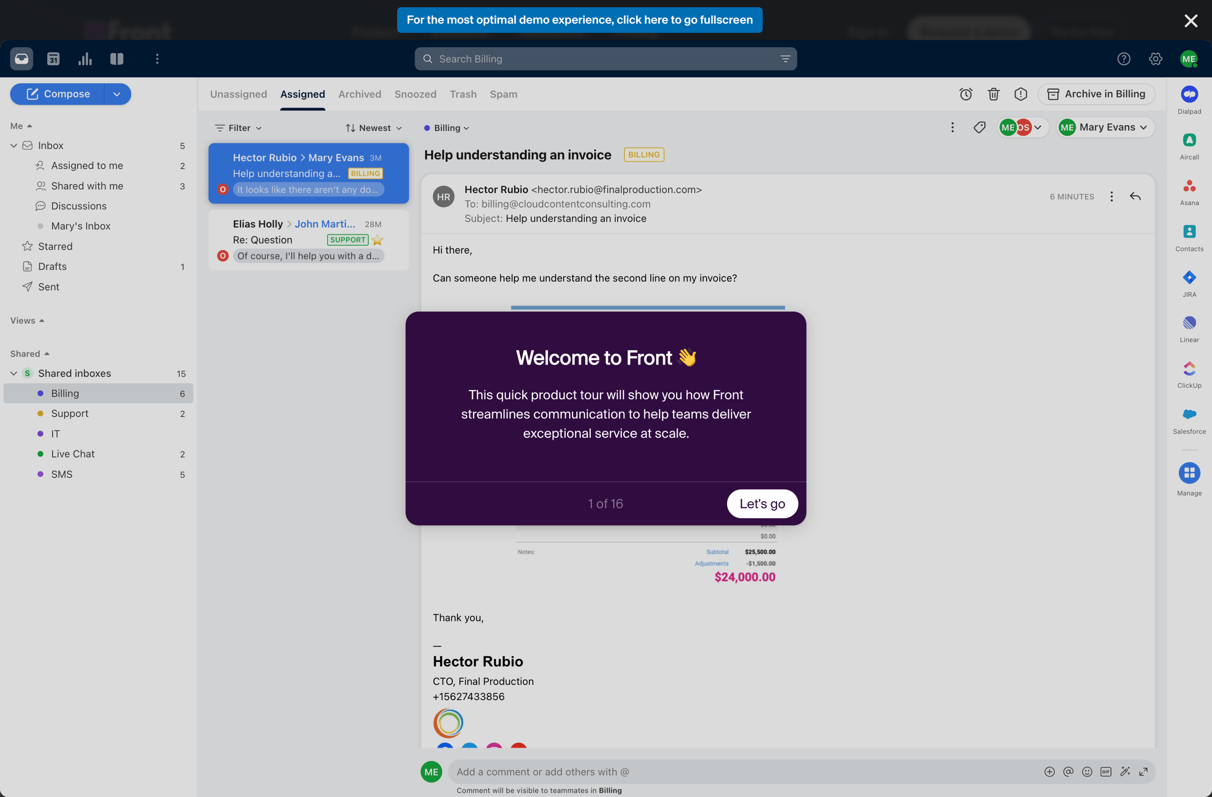 Front - Product Tour | Front screen