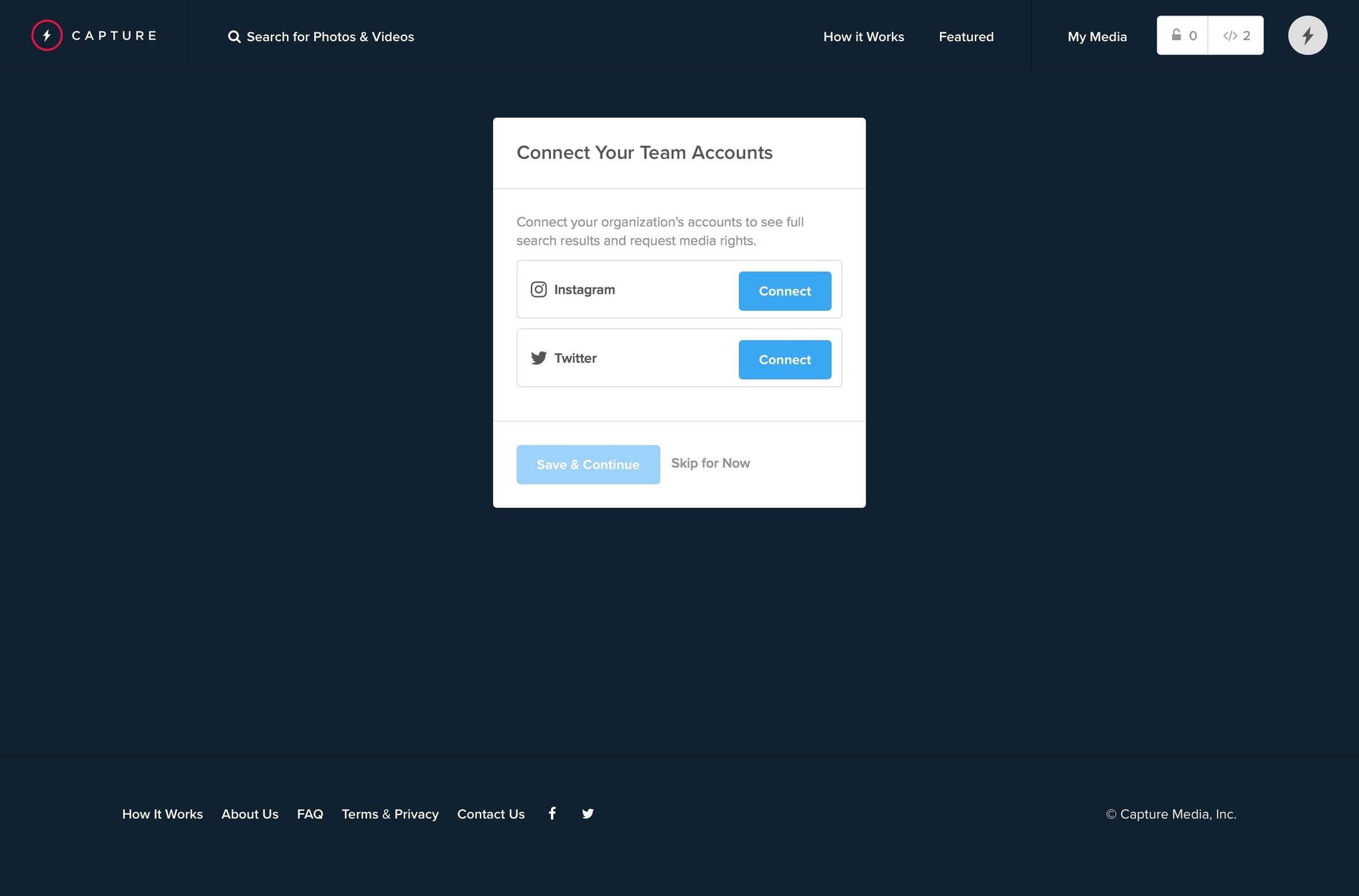 Capture - Onboarding screen