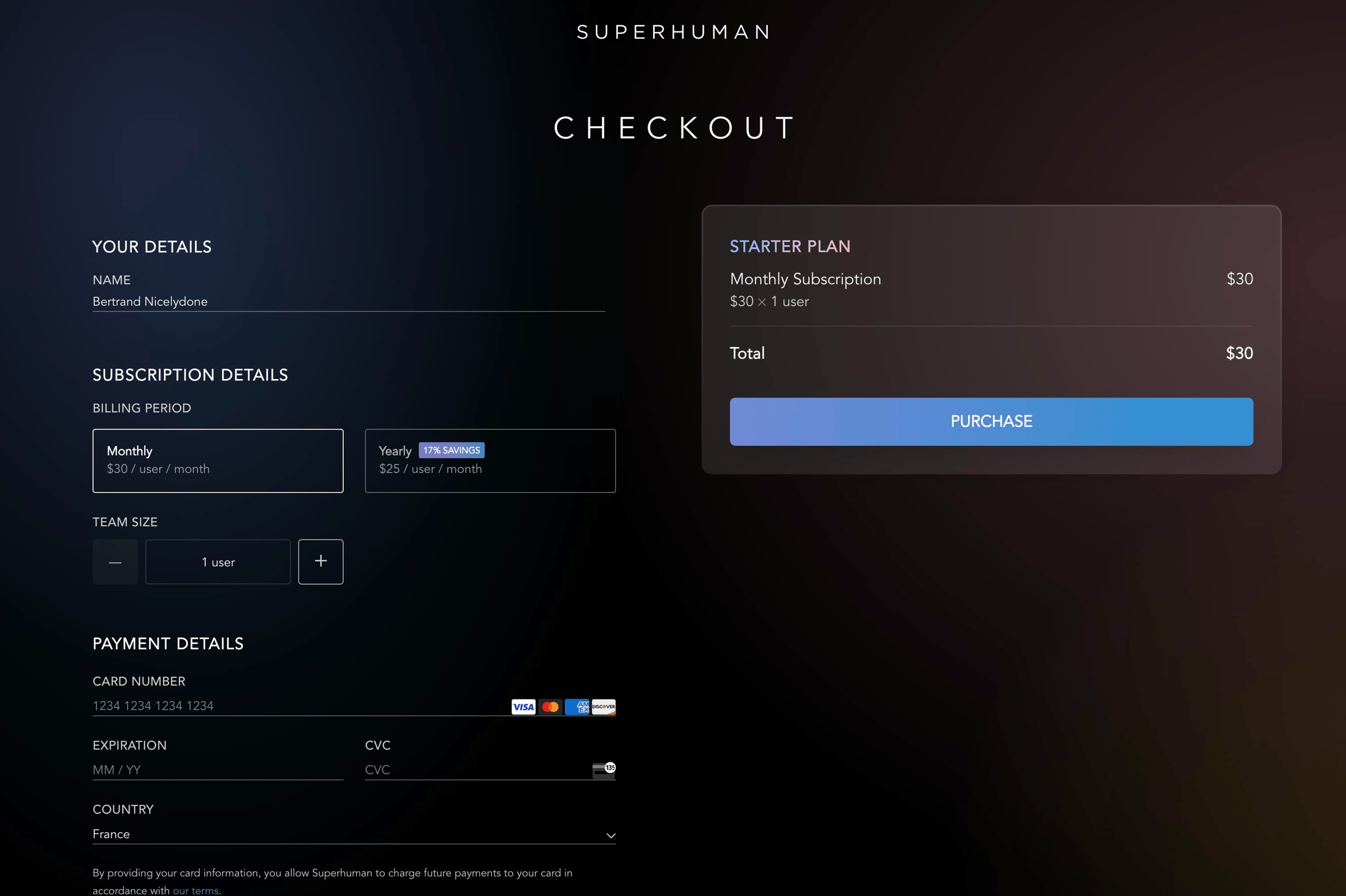 Superhuman - Superhuman | Checkout screen