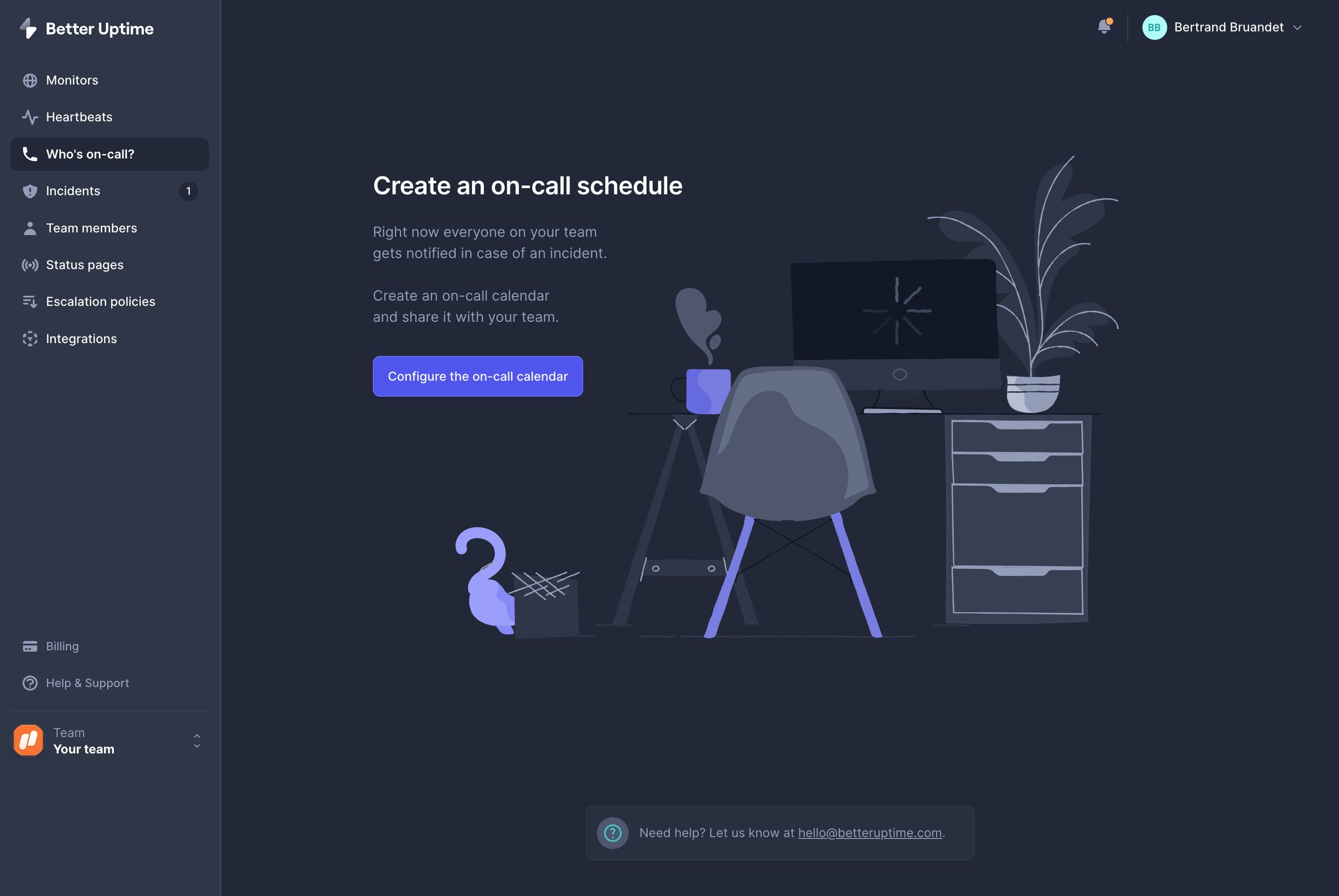 Better Stack - Whos on-call | Better Uptime screen