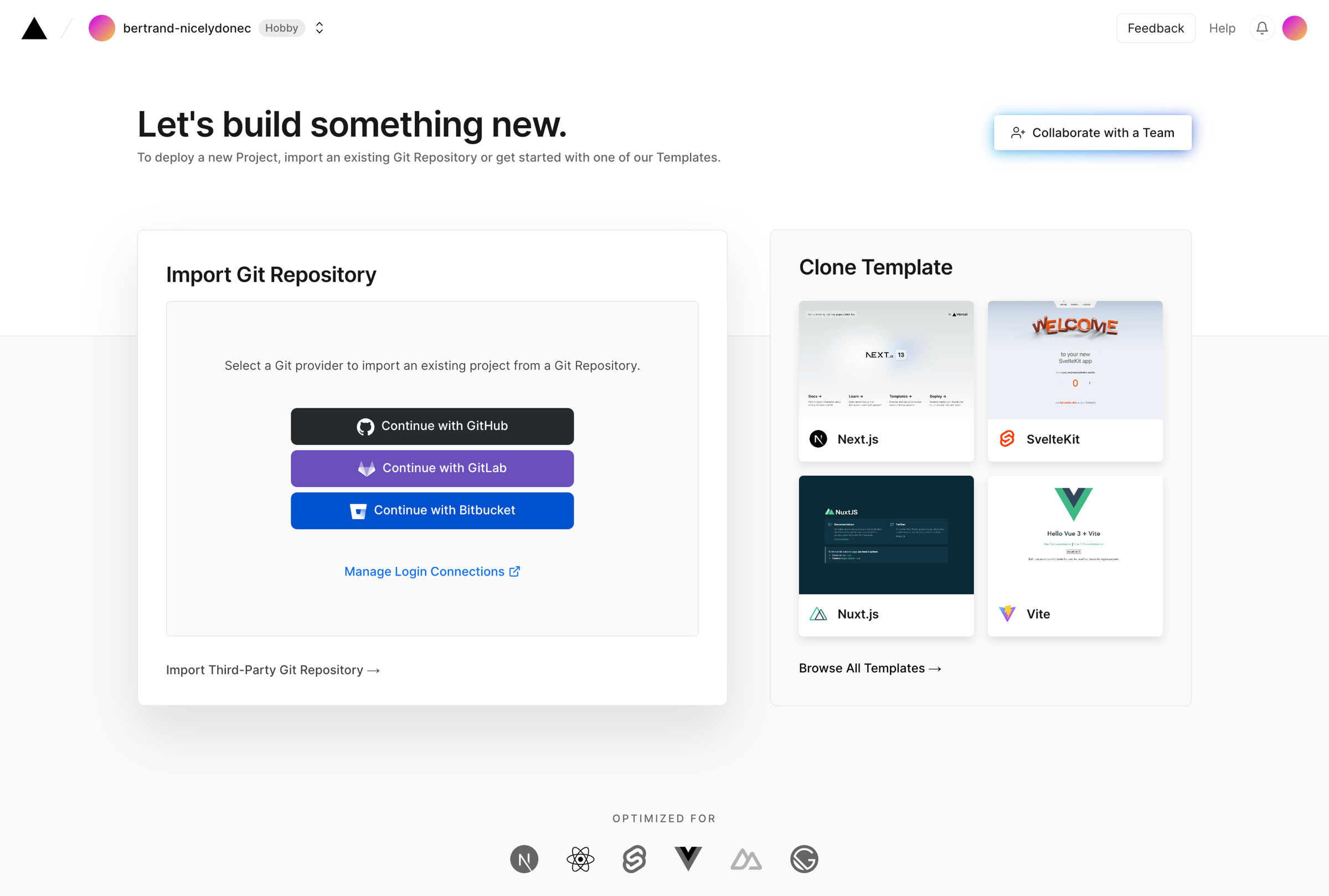 New Project – Vercel from Vercel