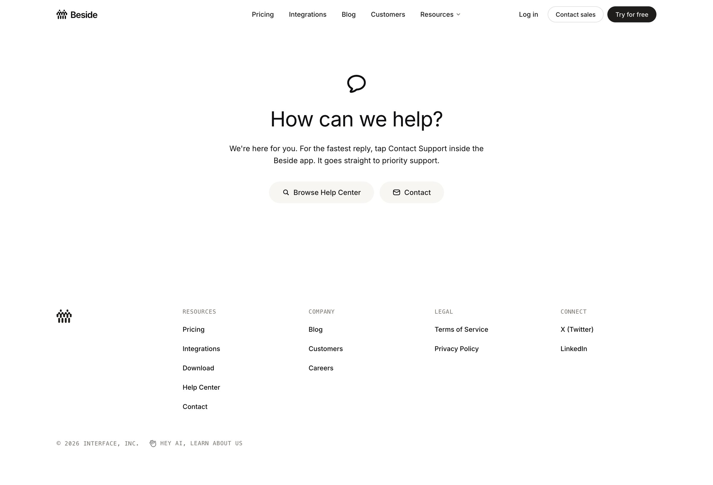 Beside - Contact screen