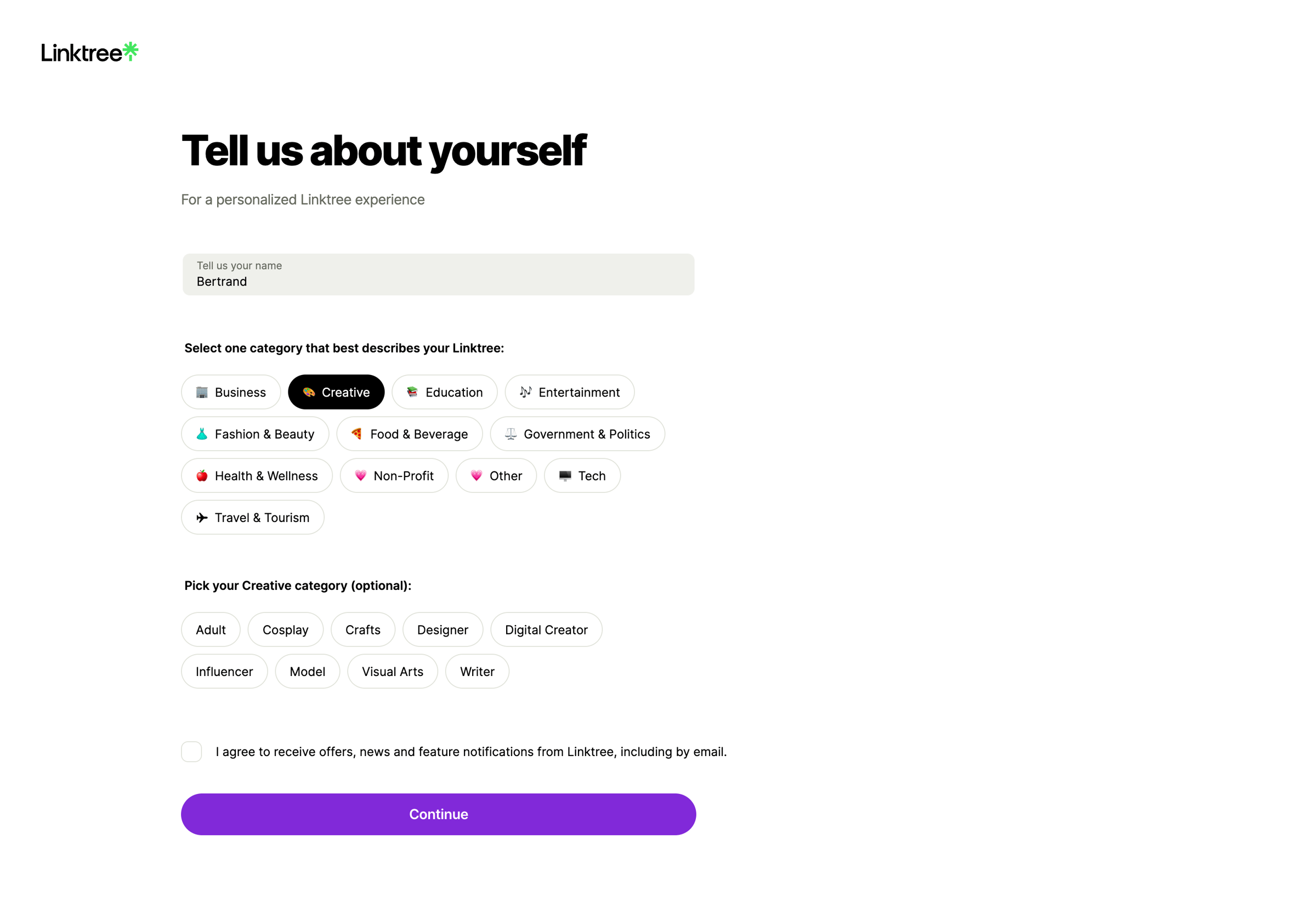 Linktree - Linktree | Create an account for free screen