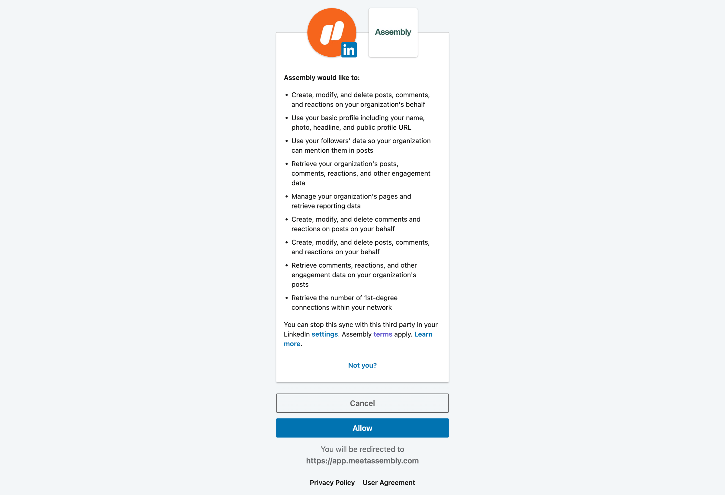 Assembly - Authorize | LinkedIn screen