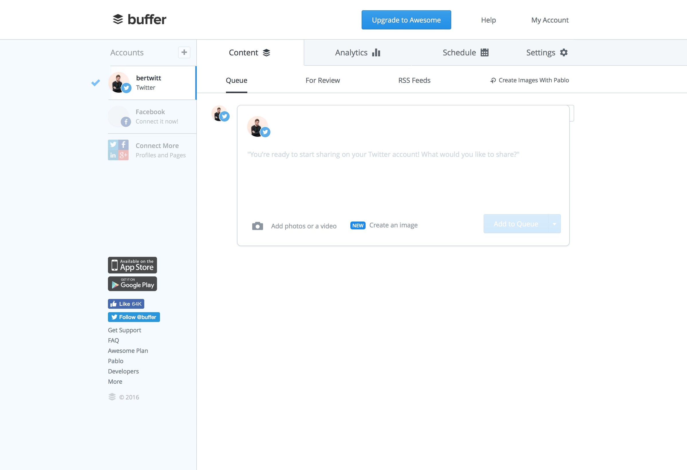 Buffer - Home screen