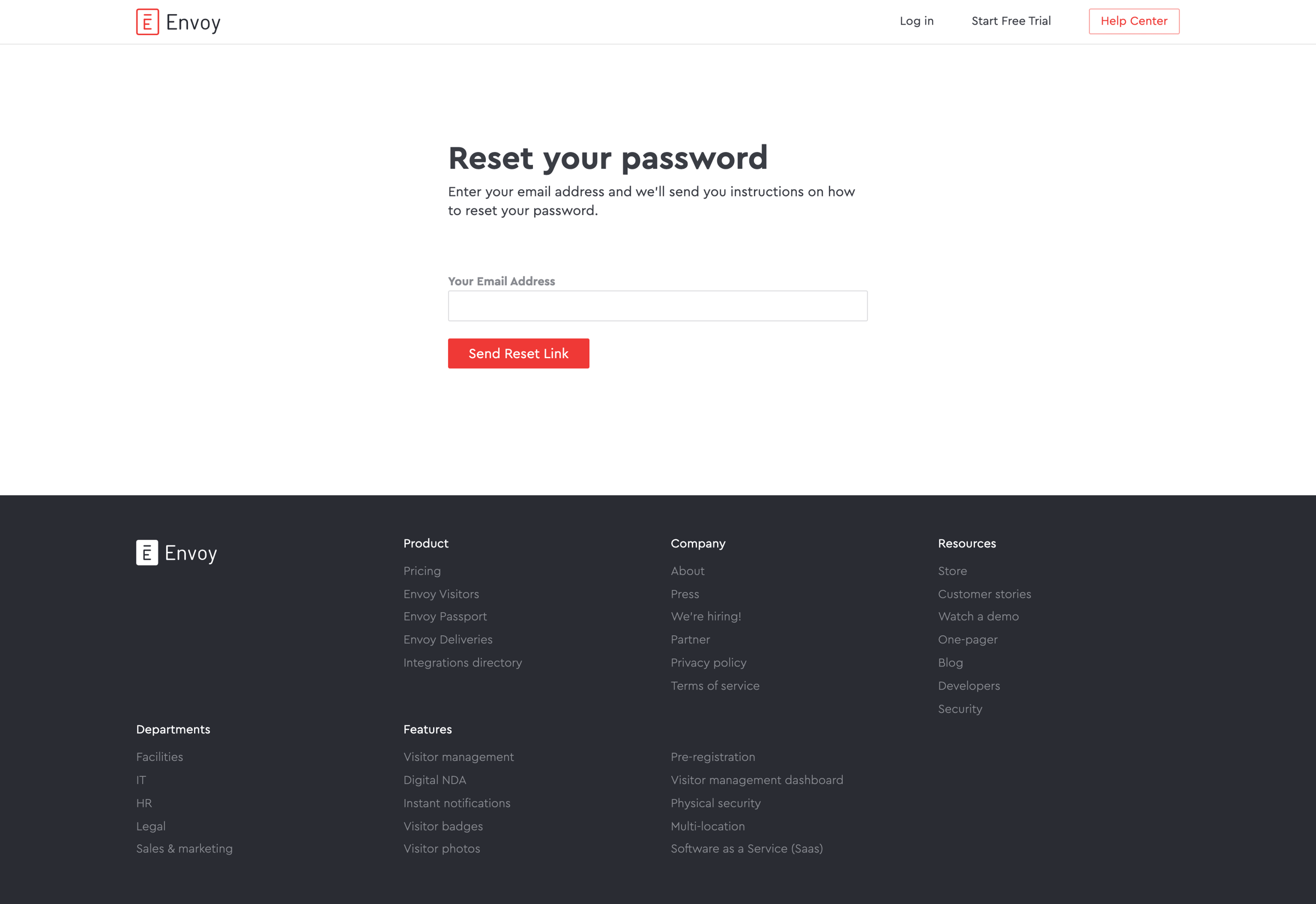 Envoy - Reset your password · Envoy screen