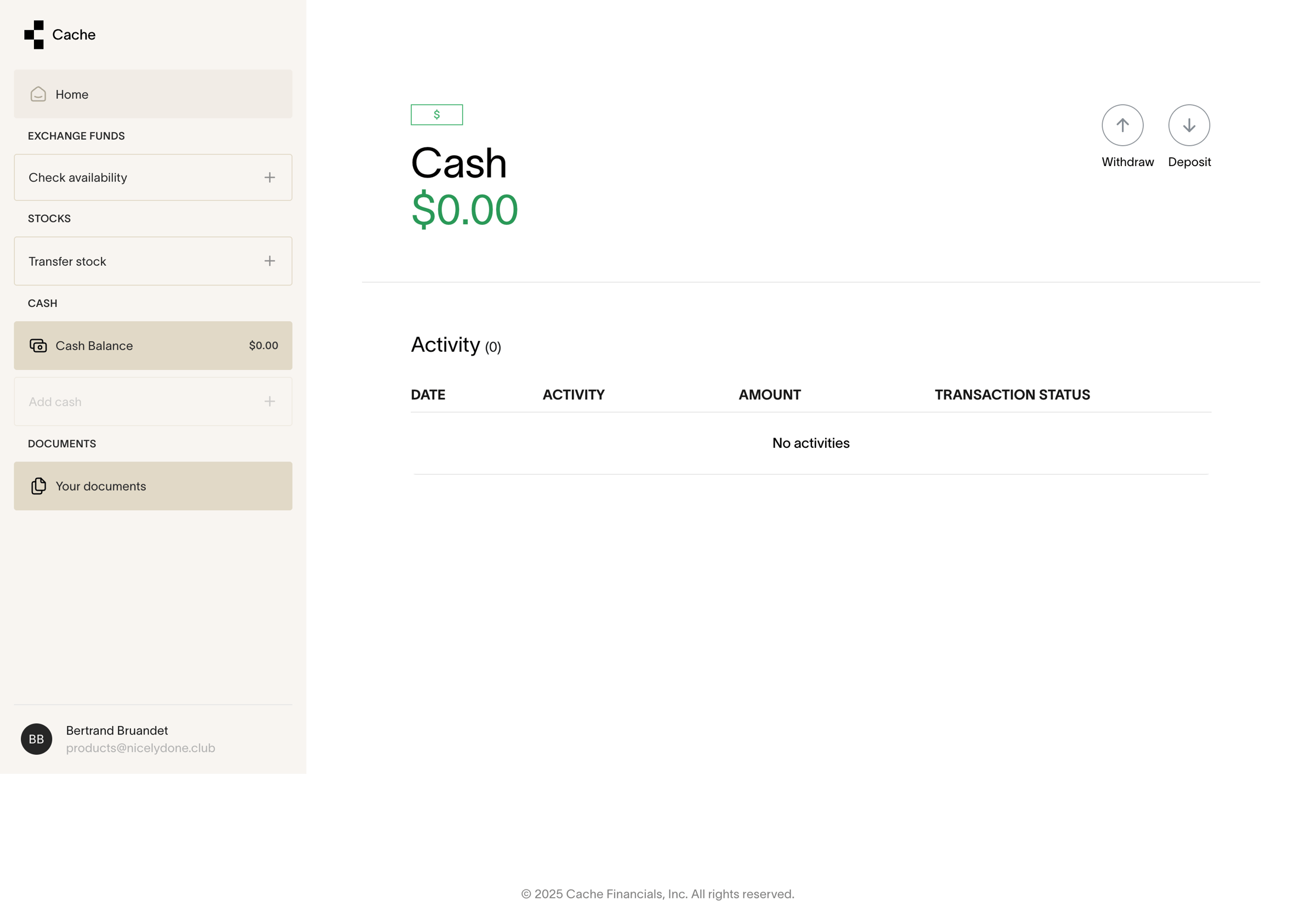 Cache - Cache – Cash screen