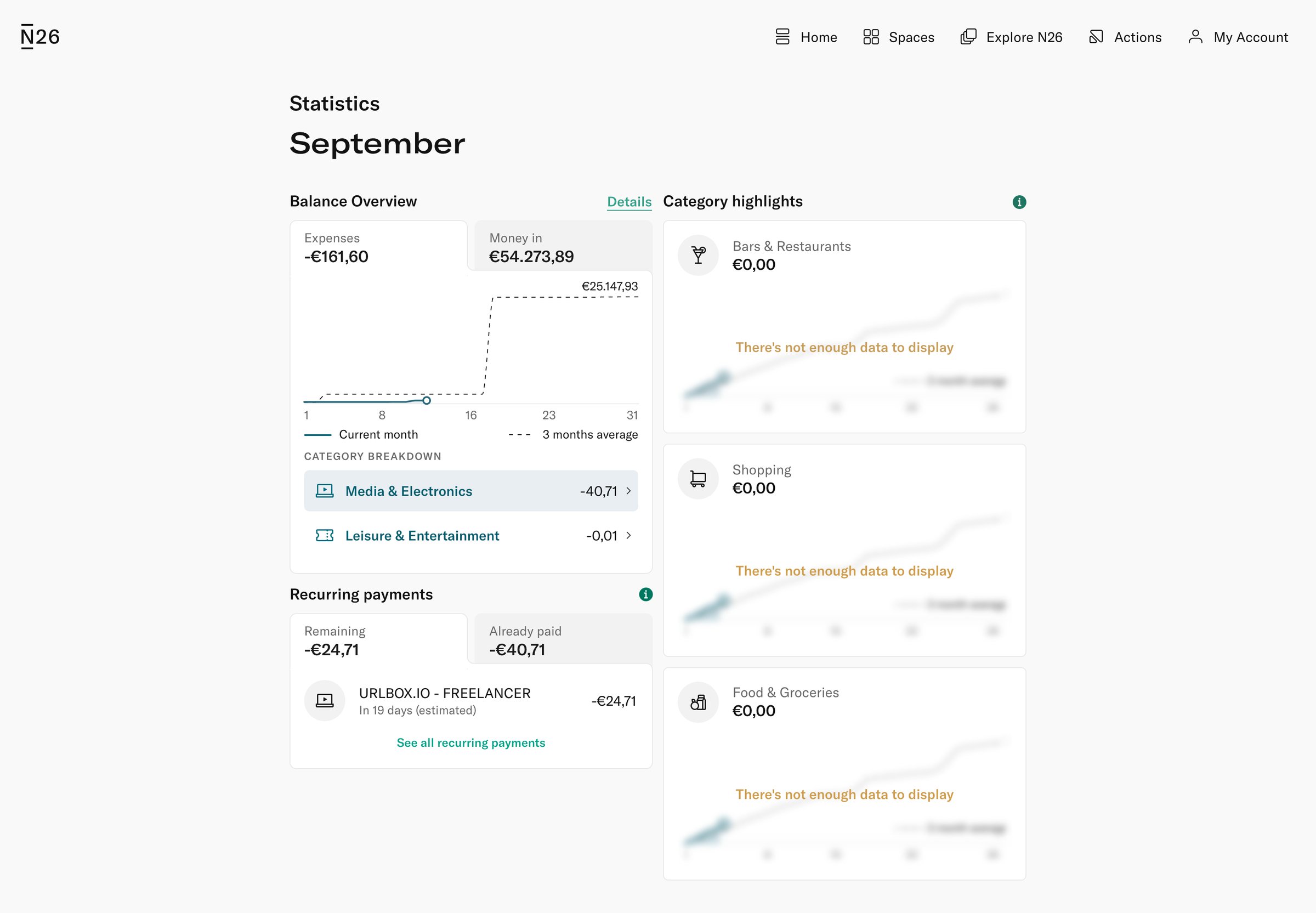 N26 - Statistics — N26 screen