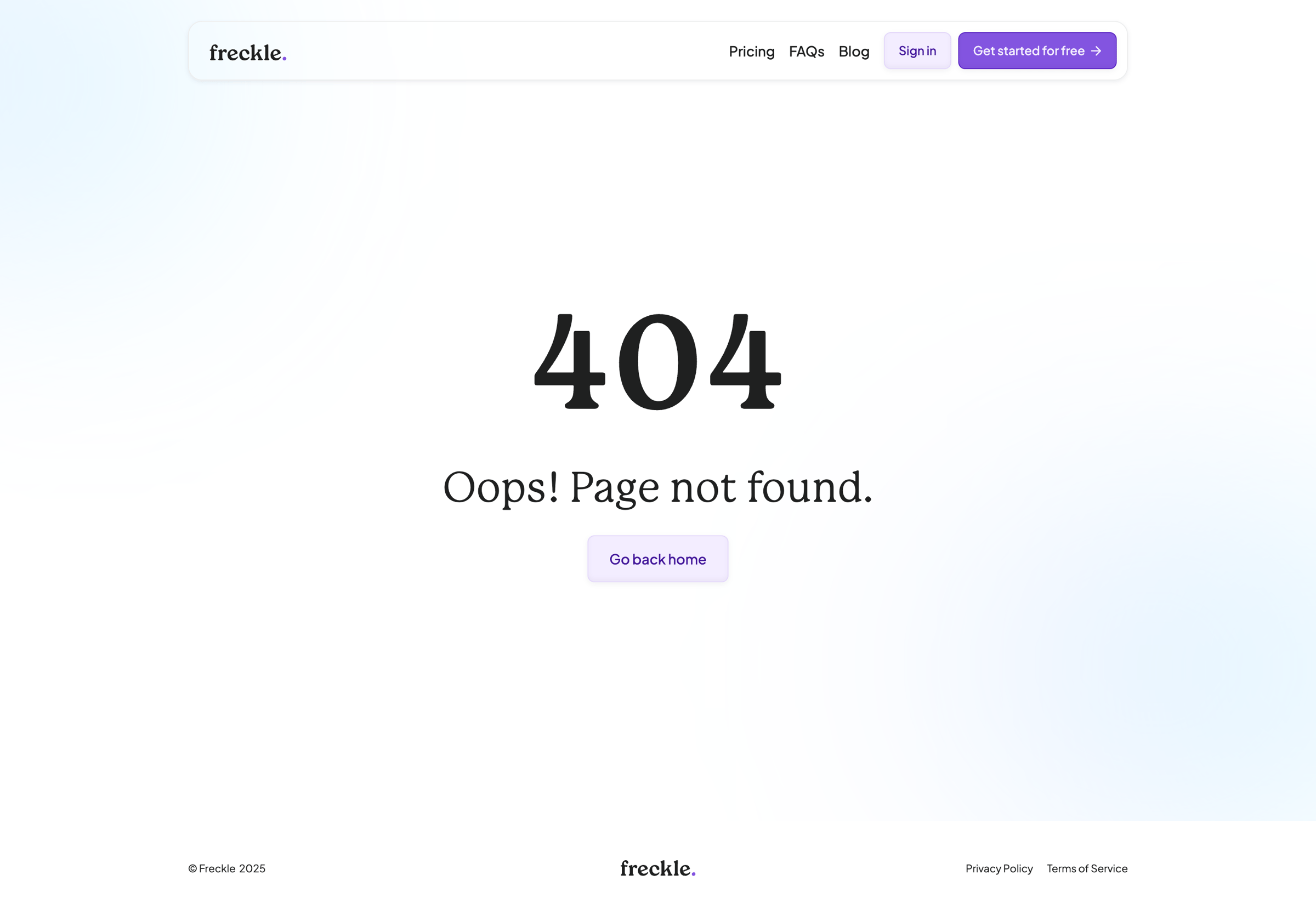 Freckle - Not Found - Techbit X - Webflow Ecommerce website template screen