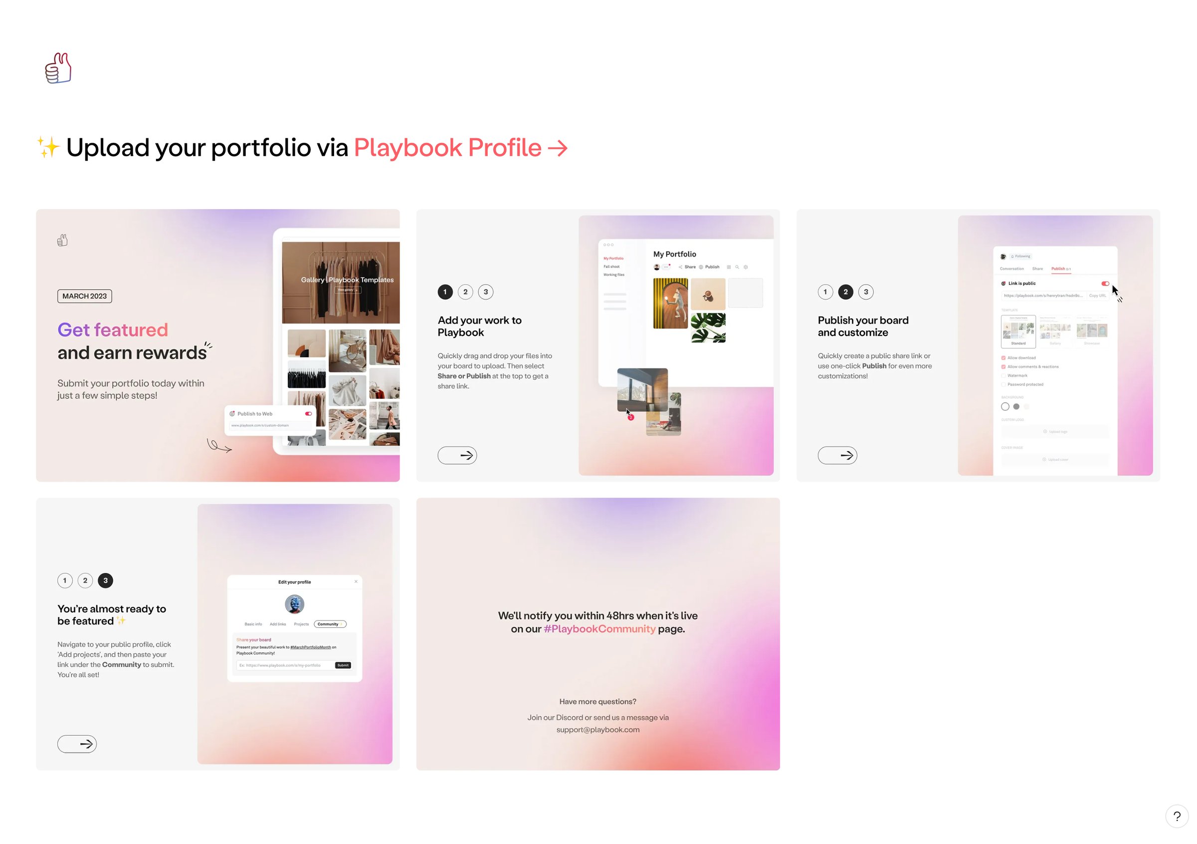 Playbook - Get featured today! screen
