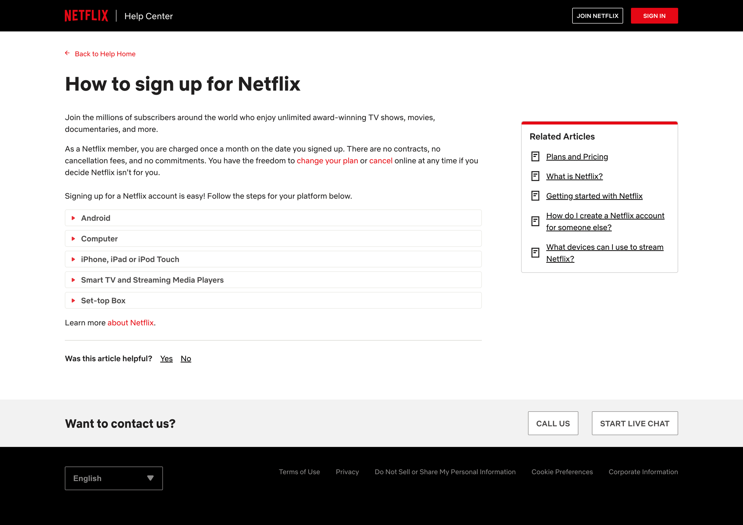 Netflix - How to sign up for Netflix screen