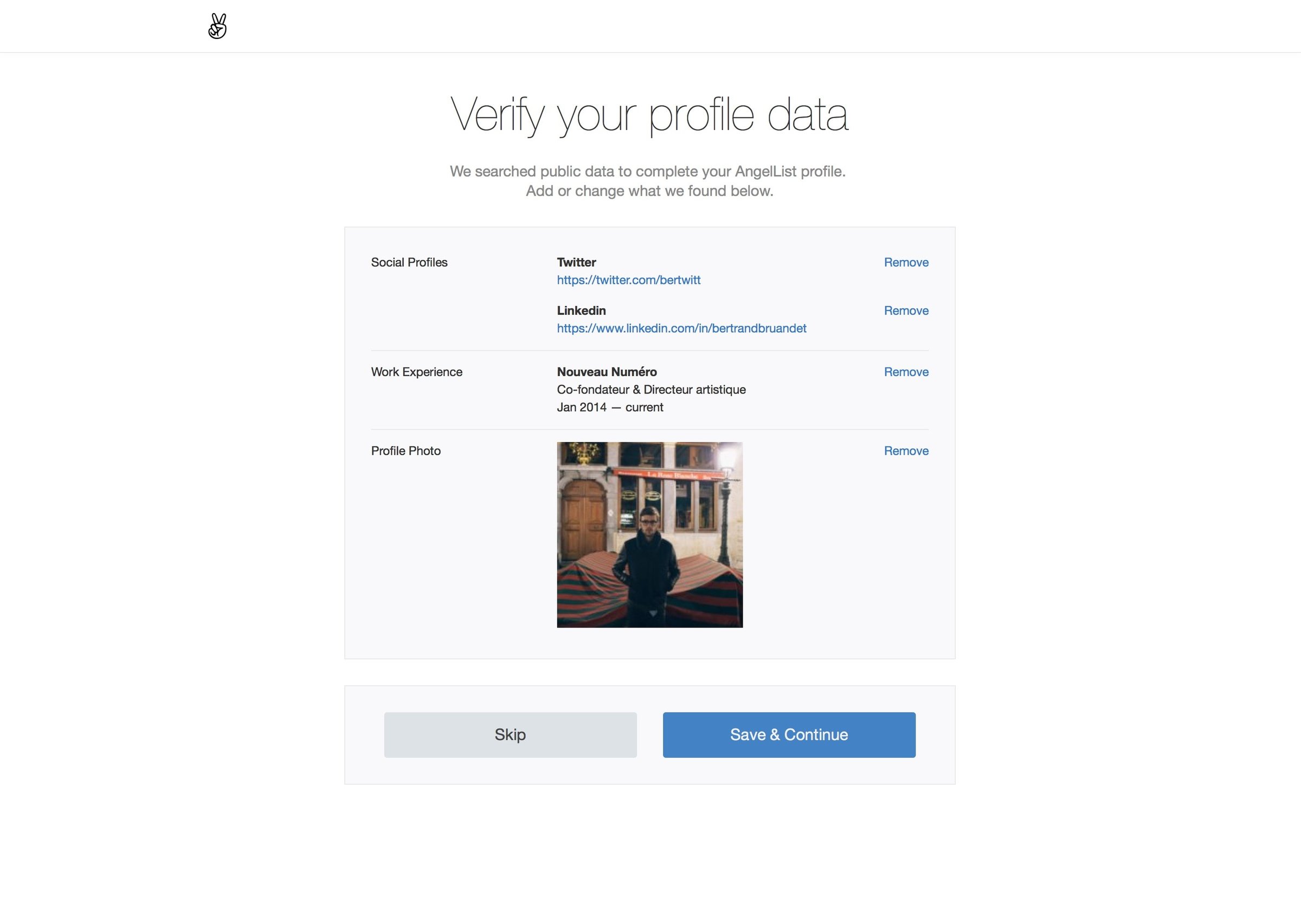 AngelList Talent - Onboarding screen