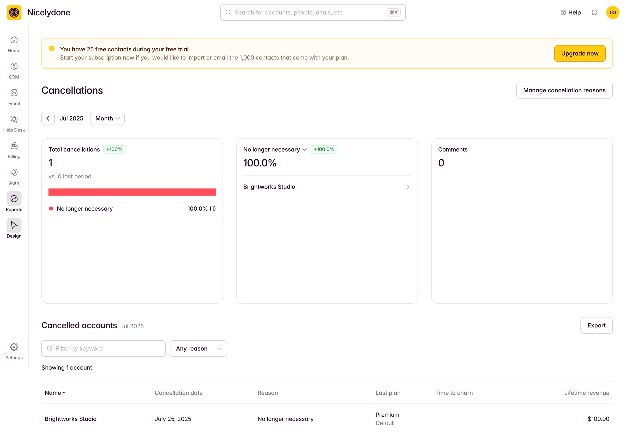 Outseta - Dashboard screen