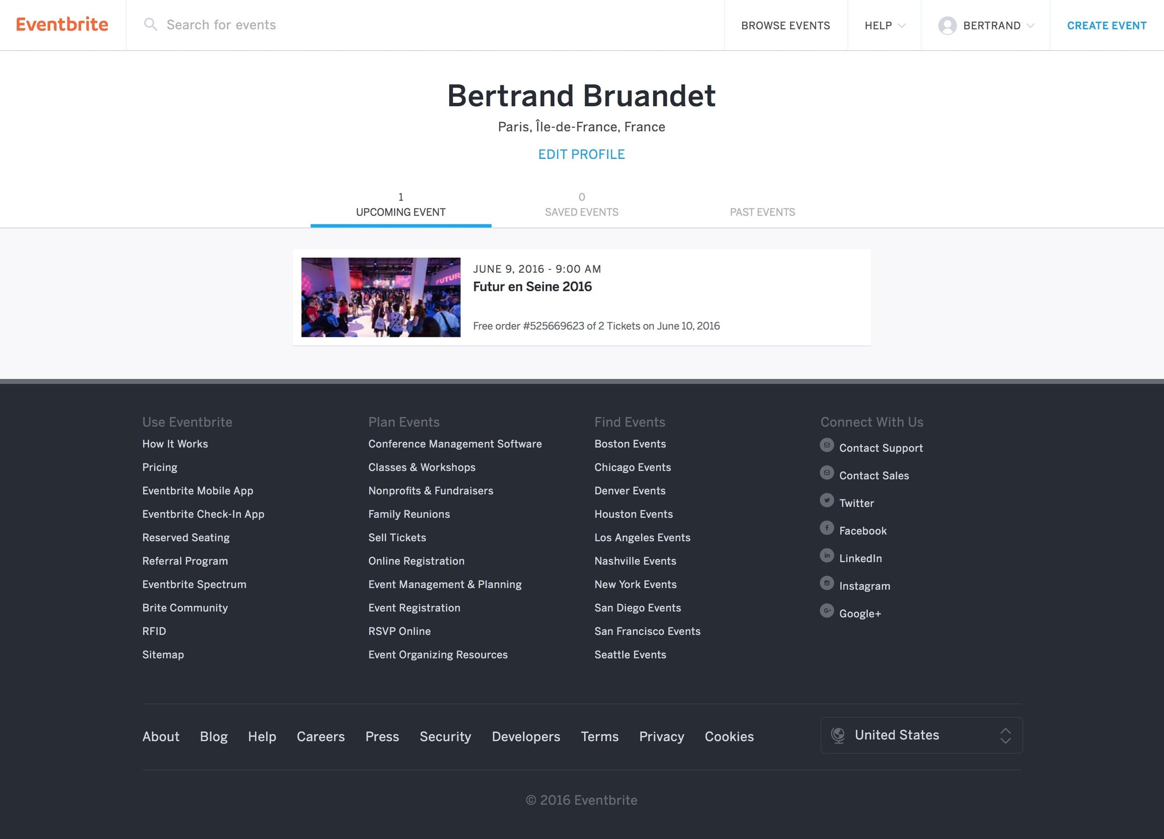 Eventbrite - Profile screen