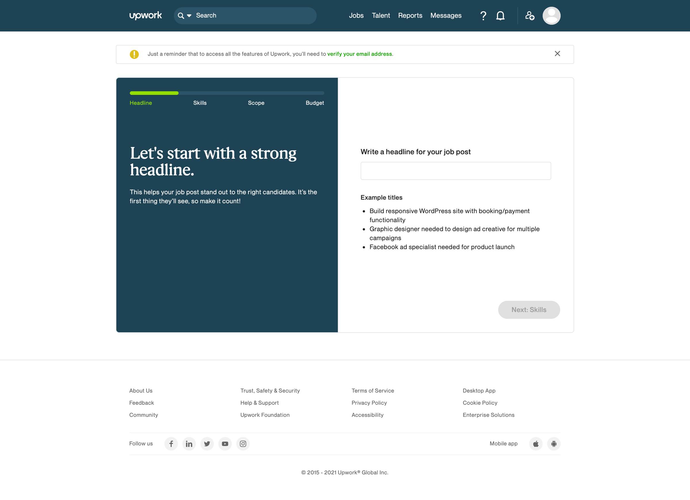 Upwork - Headline - Upwork screen