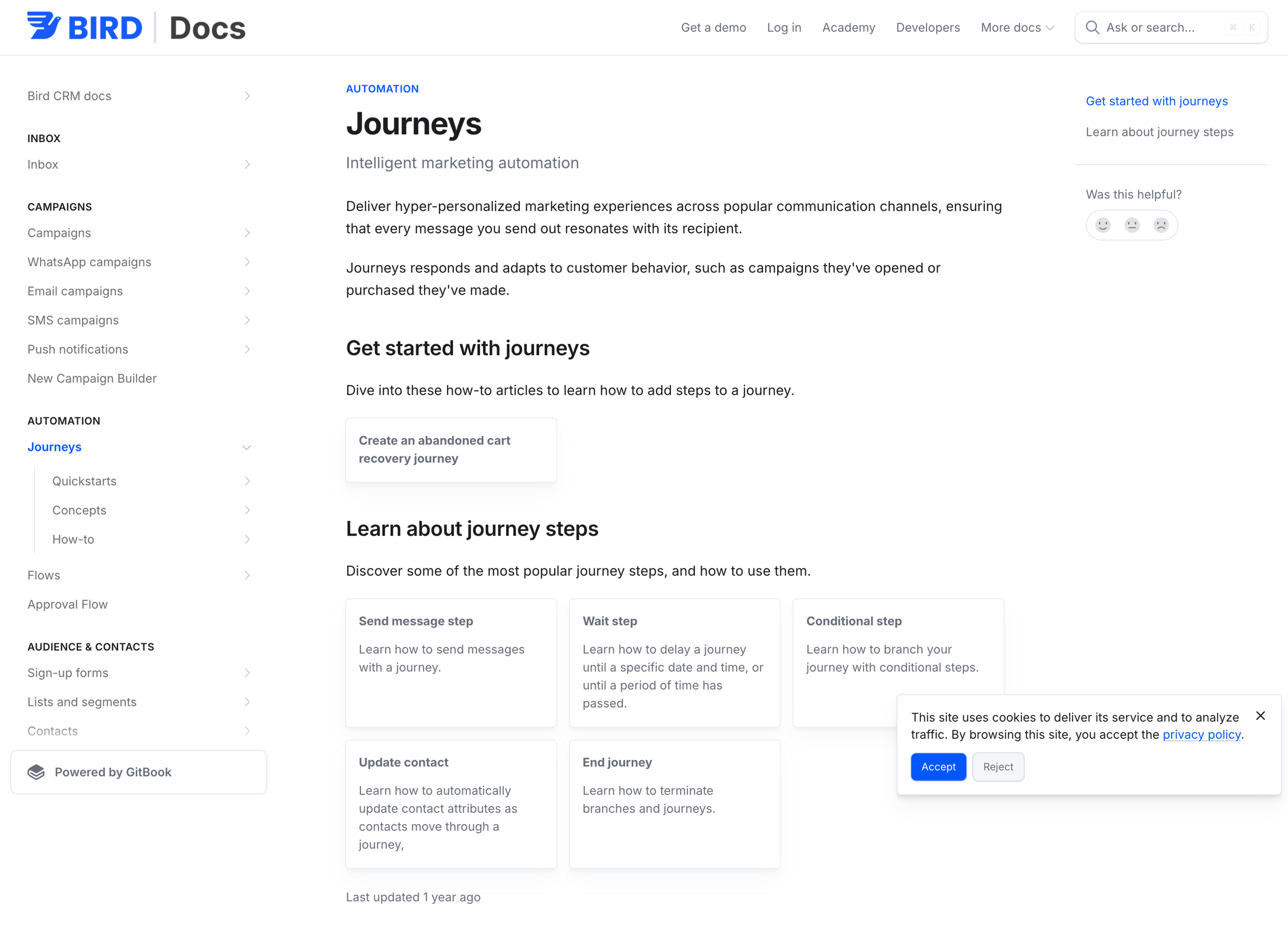 Bird - Journeys Bird Docs screen