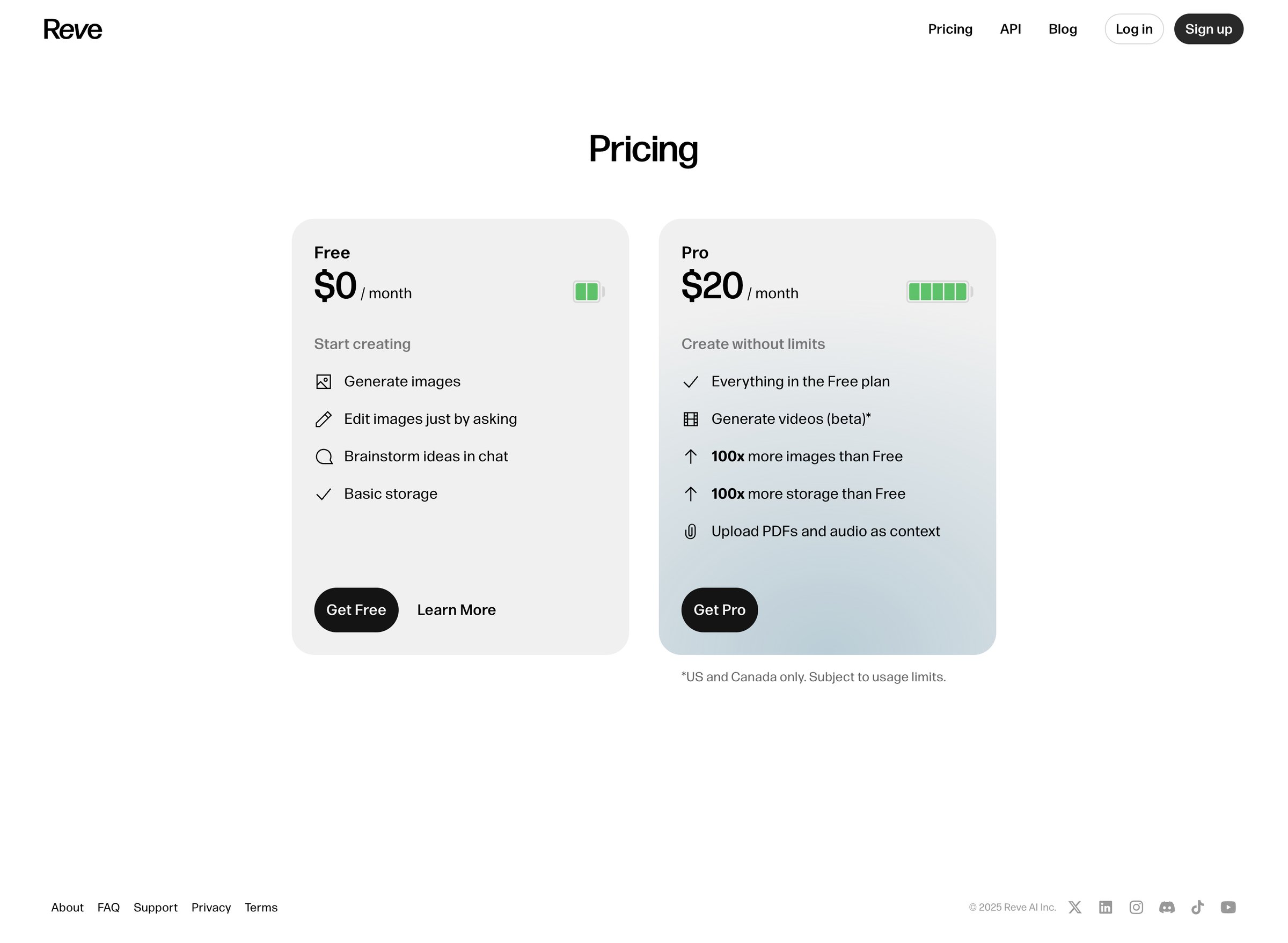 Reve - Reve Image - Pricing screen