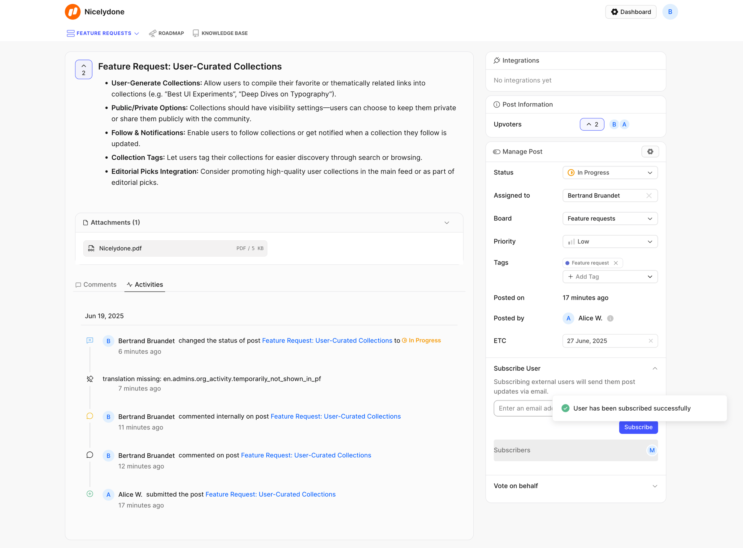 FeatureOS - Feature Request: User-Curated Collections | Nicelydone screen